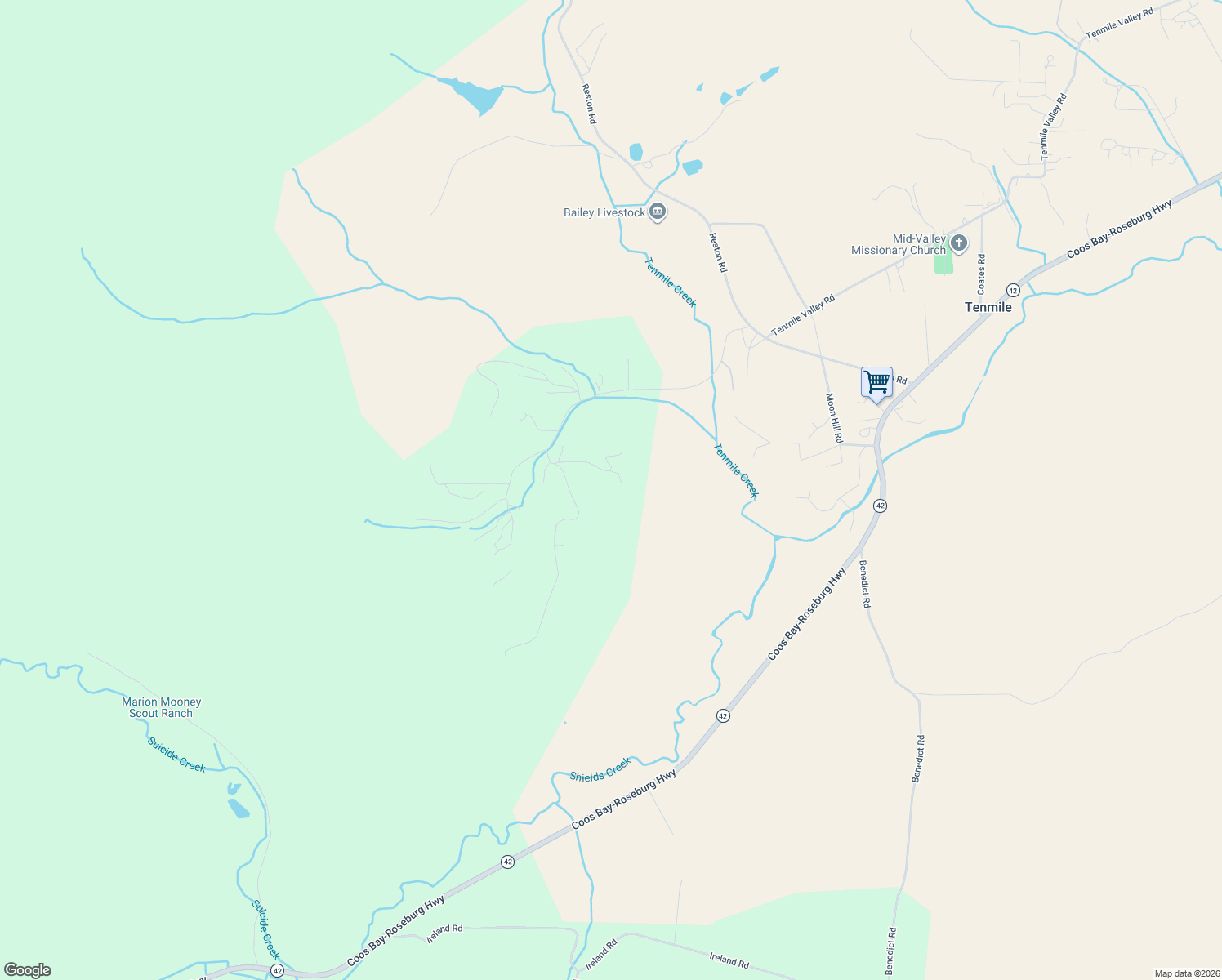 map of restaurants, bars, coffee shops, grocery stores, and more near 160 Dwight Lane in Roseburg