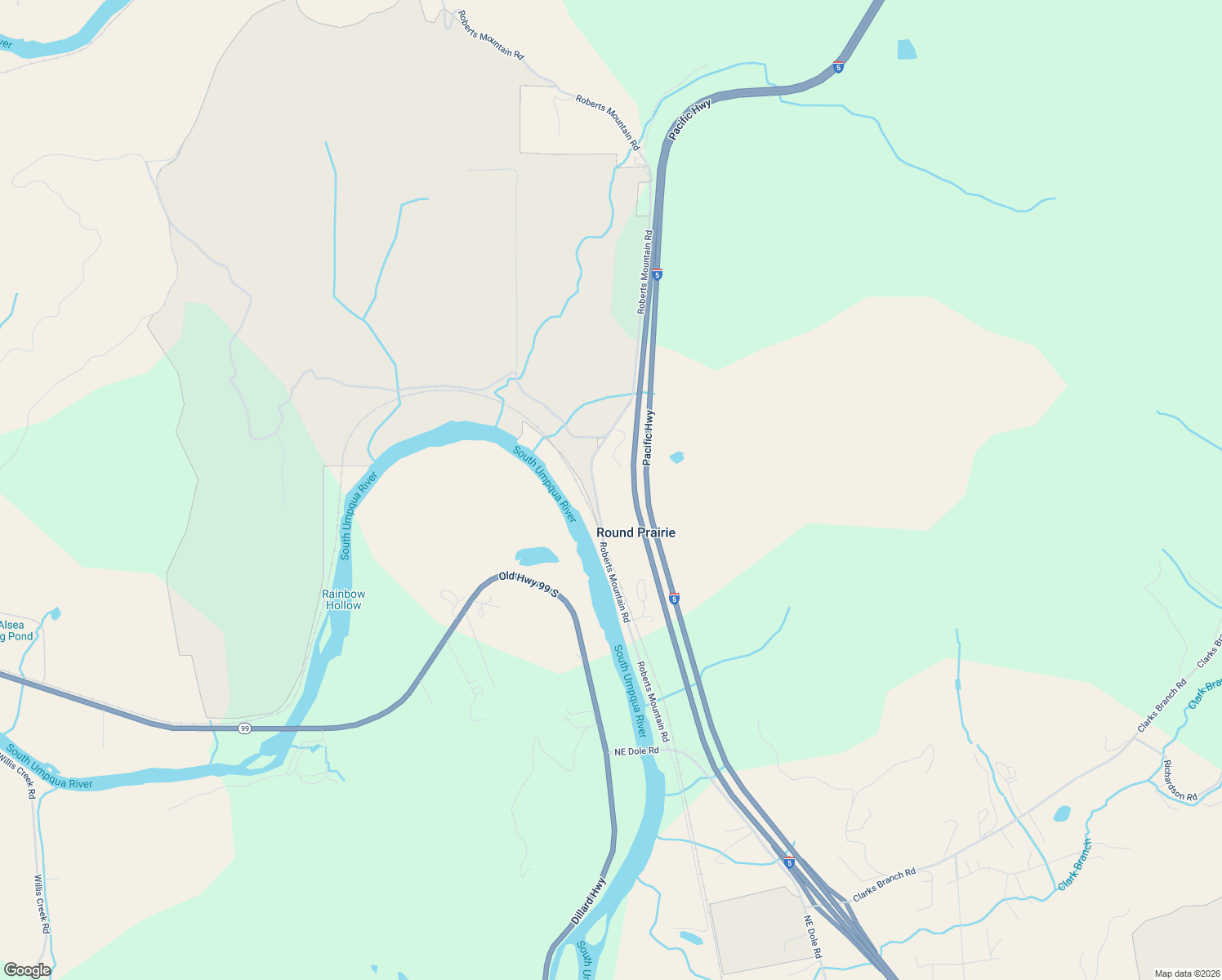 map of restaurants, bars, coffee shops, grocery stores, and more near 3842 Roberts Mountain Road in Myrtle Creek