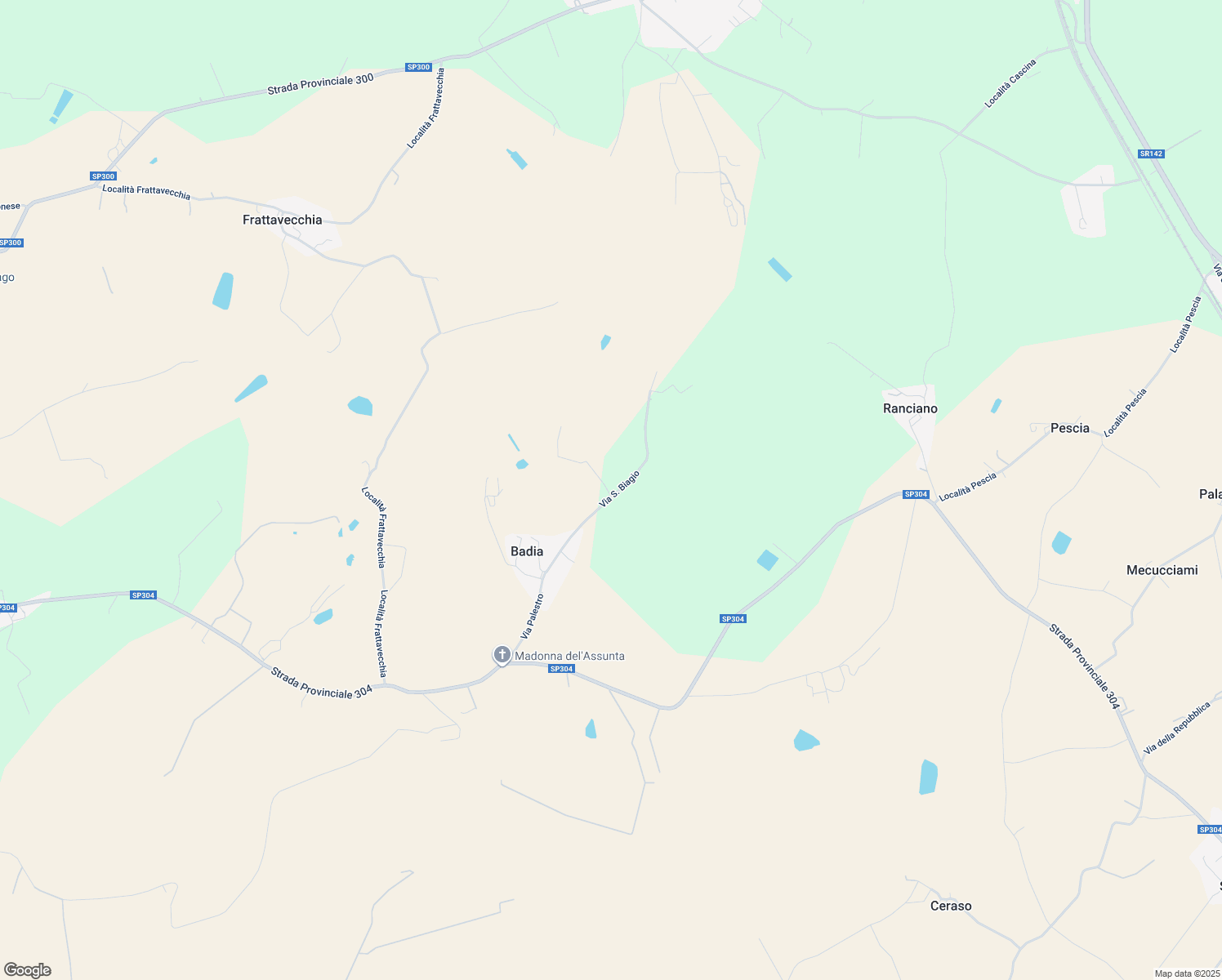 map of restaurants, bars, coffee shops, grocery stores, and more near 25 Via San Biagio in Provincia di Perugia
