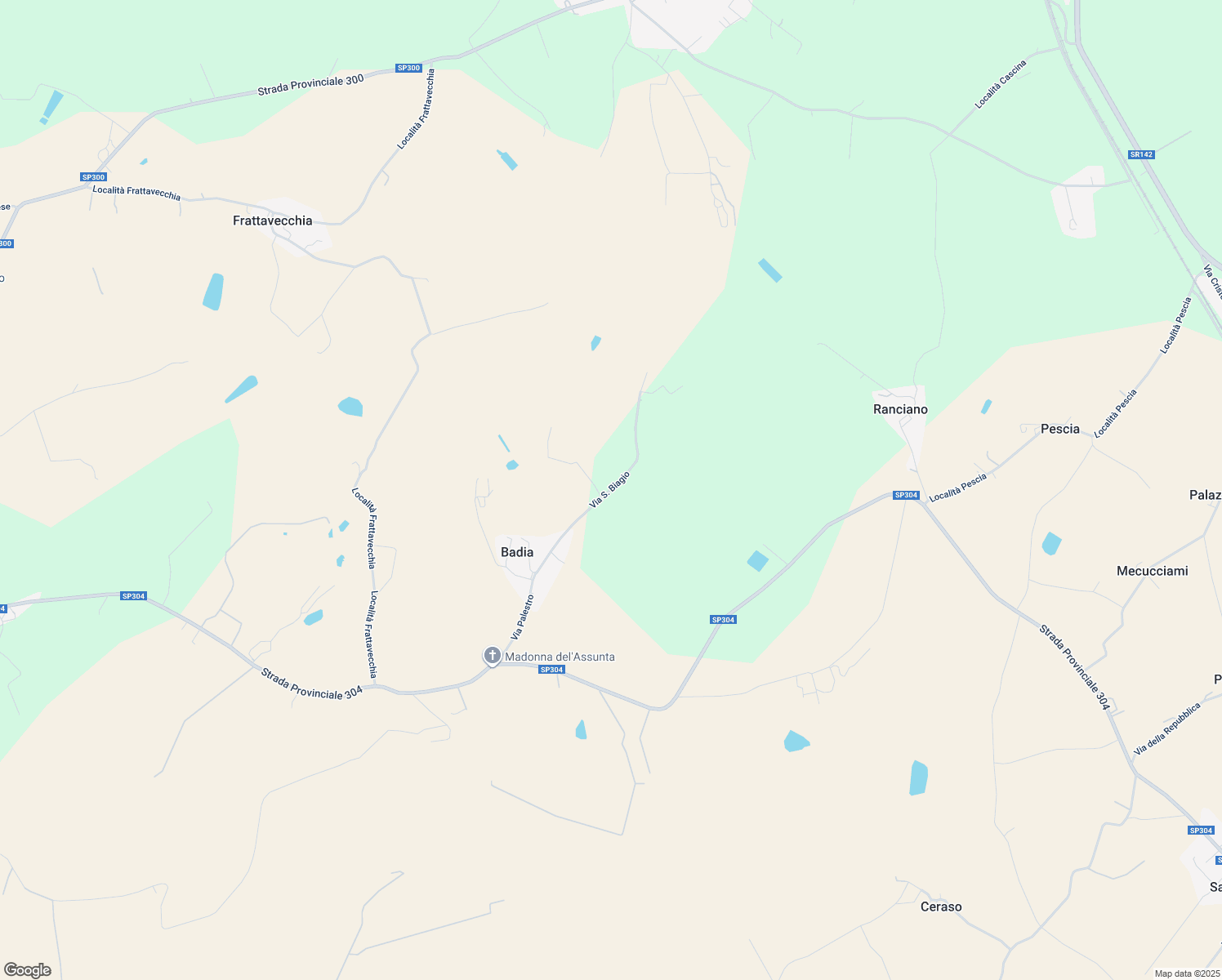 map of restaurants, bars, coffee shops, grocery stores, and more near 25 Via San Biagio in Provincia di Perugia