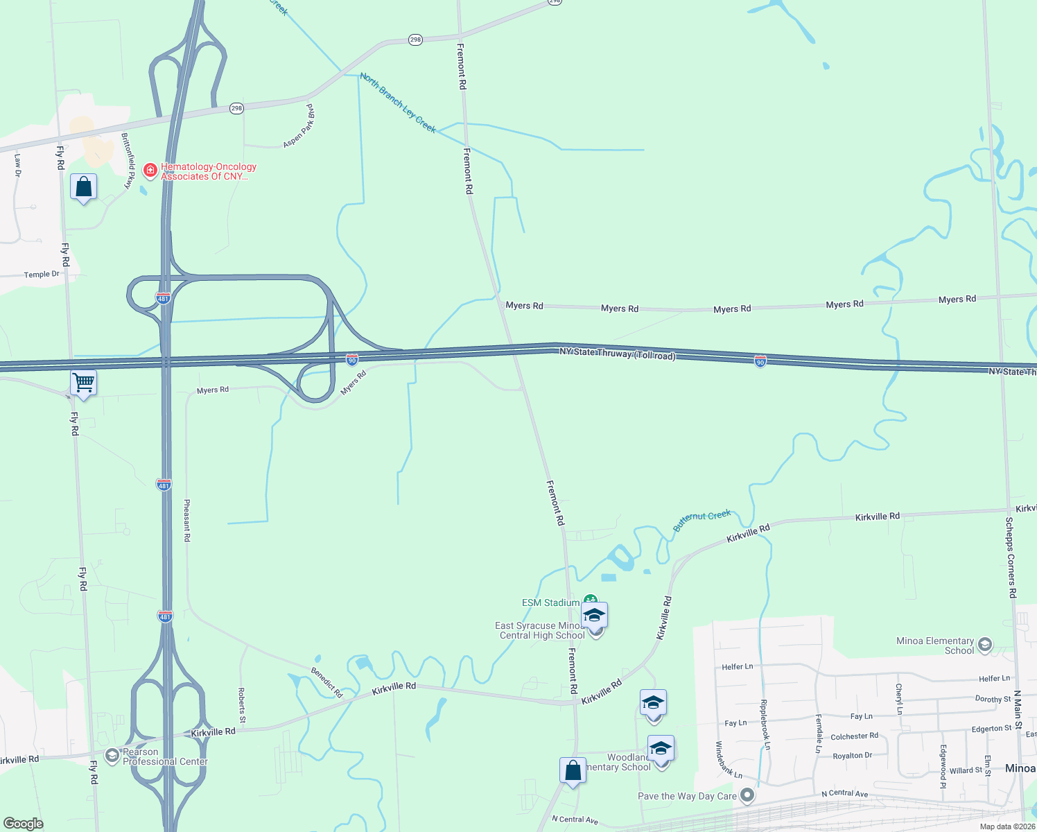 map of restaurants, bars, coffee shops, grocery stores, and more near 6637 Fremont Rd in East Syracuse