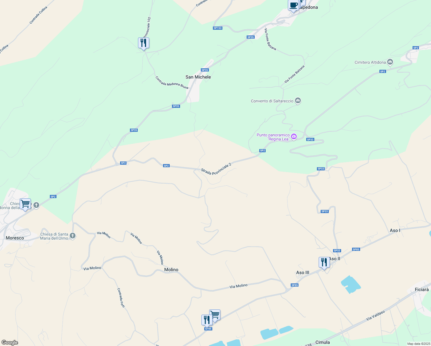map of restaurants, bars, coffee shops, grocery stores, and more near 15 Contrada Castelletta in Provincia di Fermo