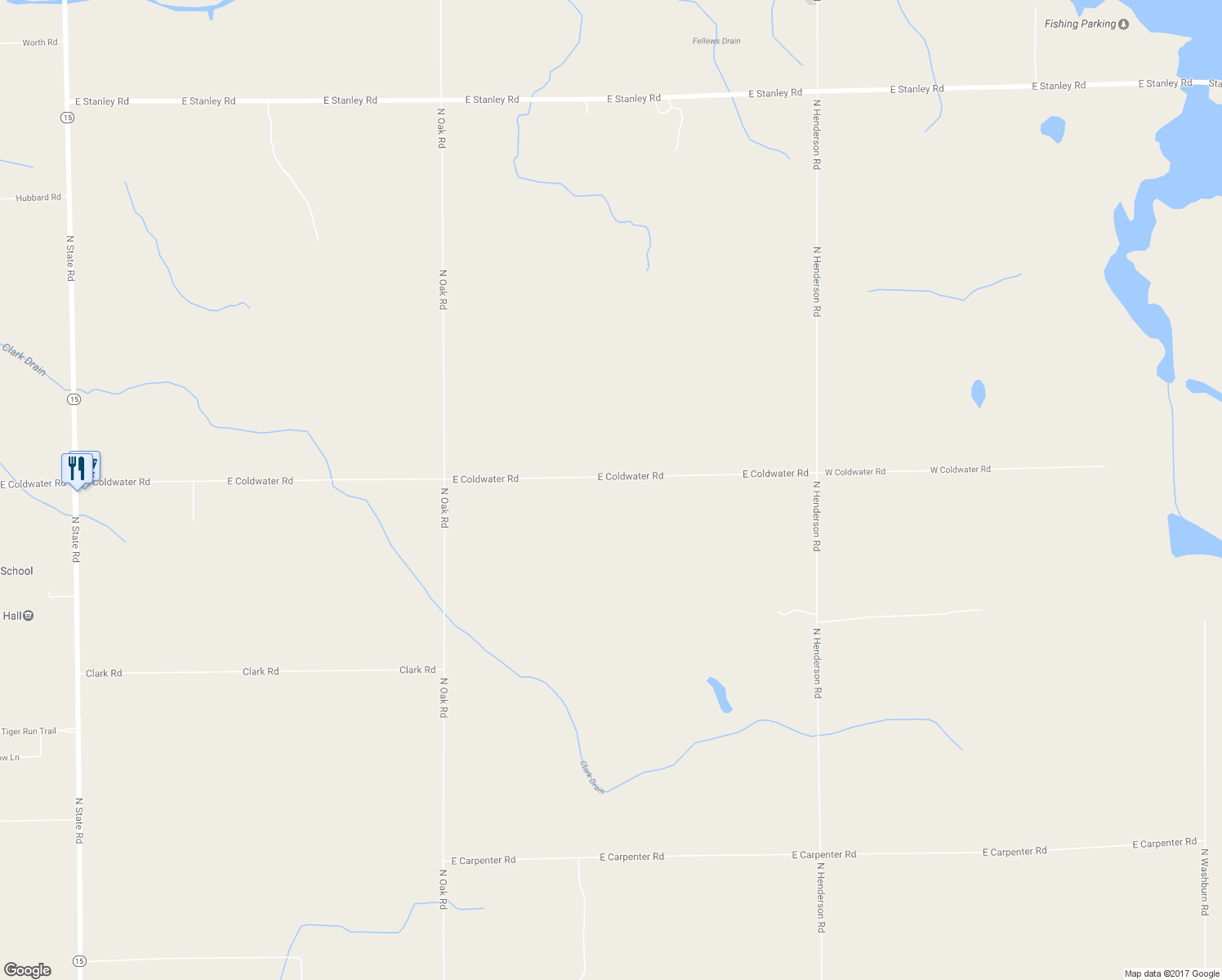 map of restaurants, bars, coffee shops, grocery stores, and more near 11230 East Coldwater Road in Davison