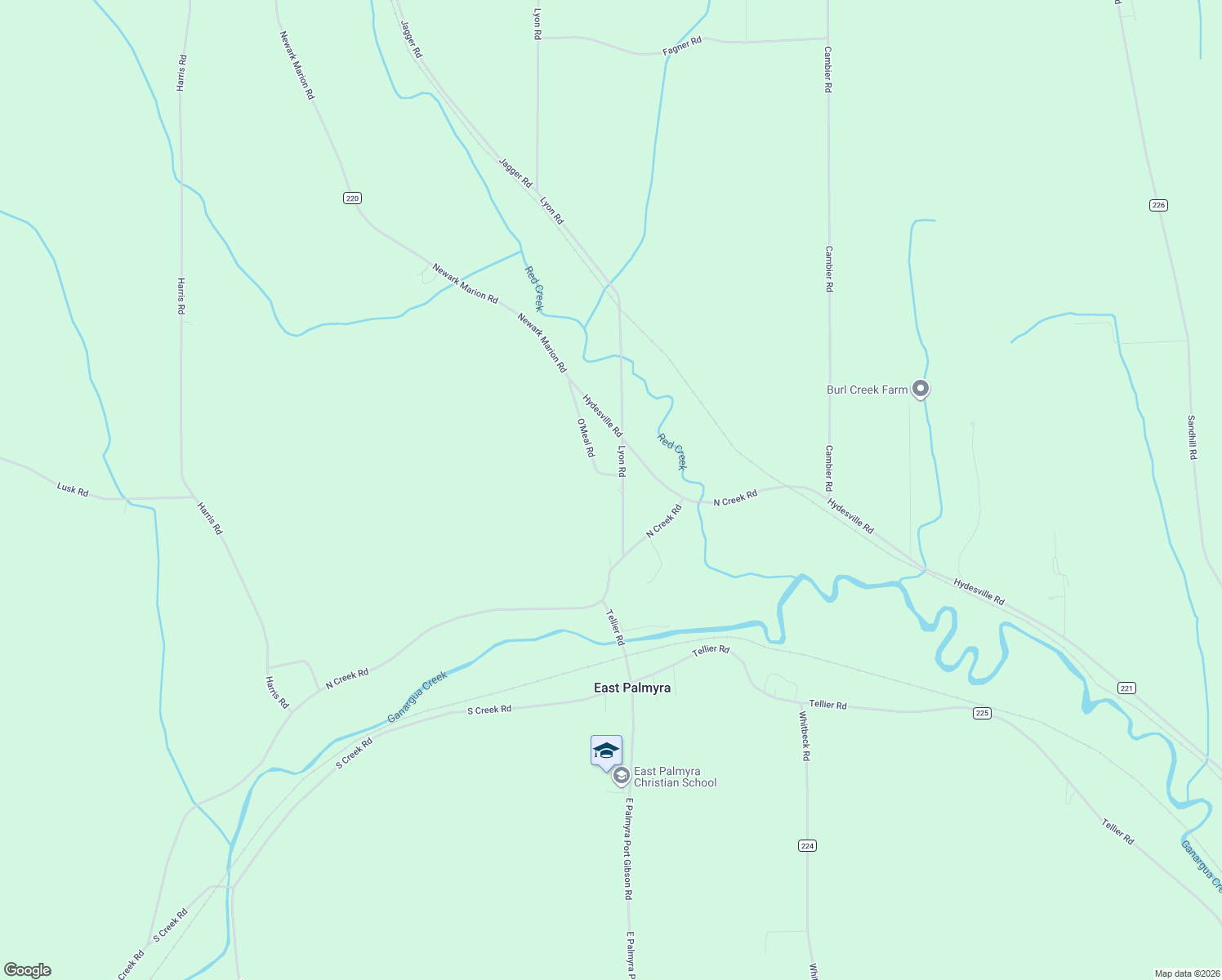 map of restaurants, bars, coffee shops, grocery stores, and more near 2351 Lyon Road in Palmyra