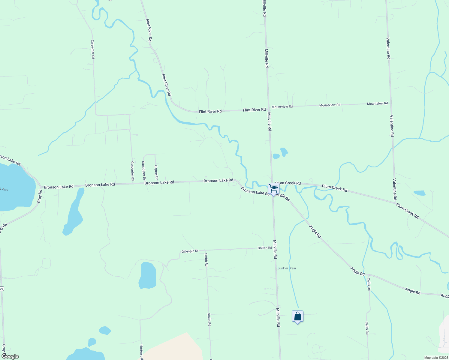 map of restaurants, bars, coffee shops, grocery stores, and more near 3174 Bronson Lake Road in Lapeer