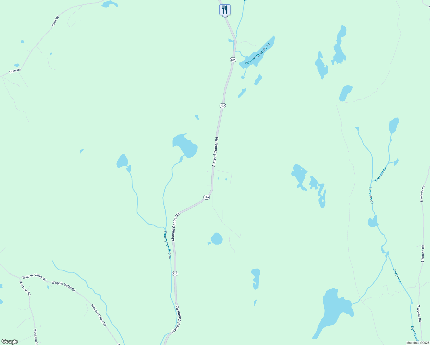 map of restaurants, bars, coffee shops, grocery stores, and more near 868 Alstead Center Road in Alstead