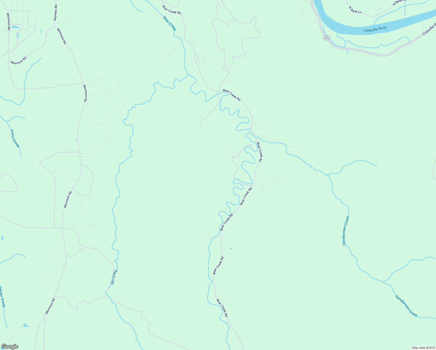 map of restaurants, bars, coffee shops, grocery stores, and more near 54070 Bear Creek Road in Bandon