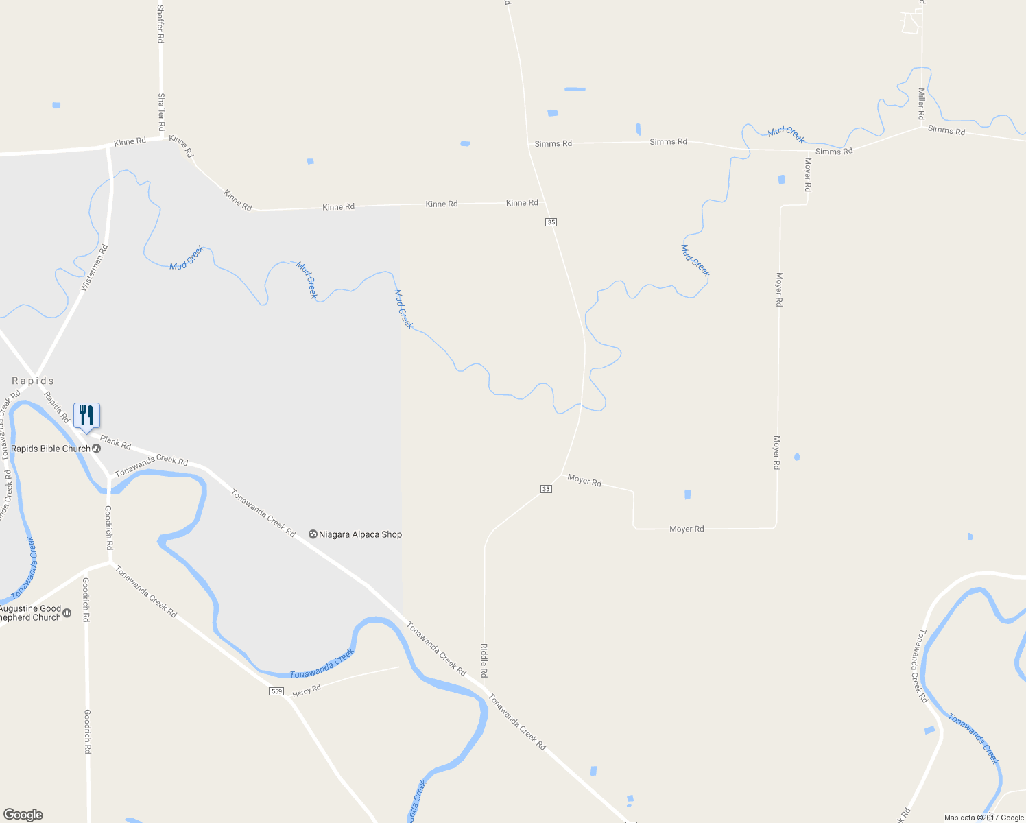 map of restaurants, bars, coffee shops, grocery stores, and more near 6726 Riddle Road in Lockport