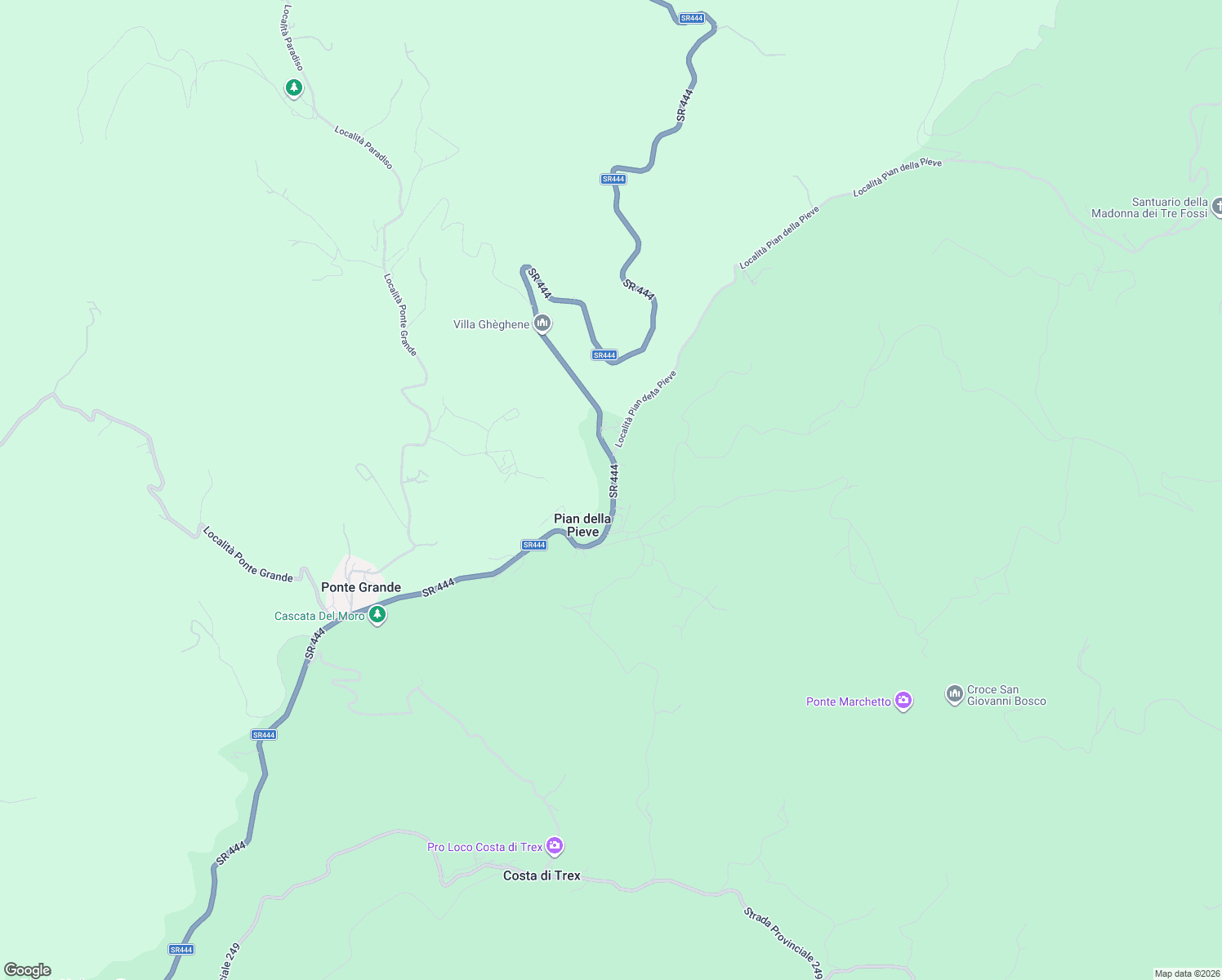 map of restaurants, bars, coffee shops, grocery stores, and more near Strada Regionale 444 in Pian della Pieve