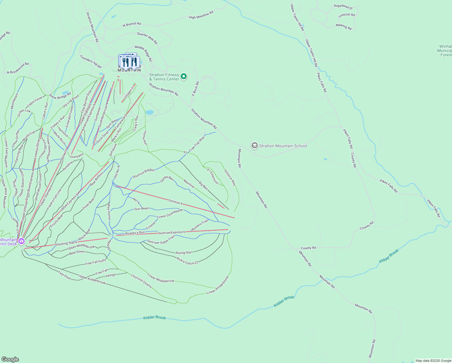 map of restaurants, bars, coffee shops, grocery stores, and more near 144 Sunbowl Ridge Road in Stratton