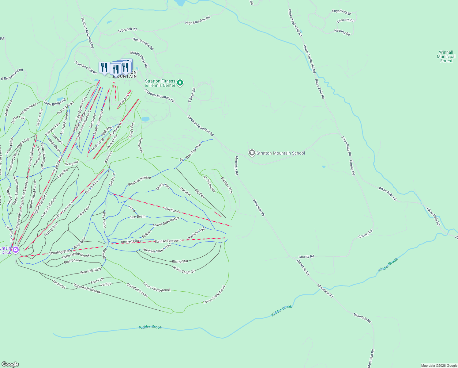 map of restaurants, bars, coffee shops, grocery stores, and more near 144 Sunbowl Ridge Rd in Stratton