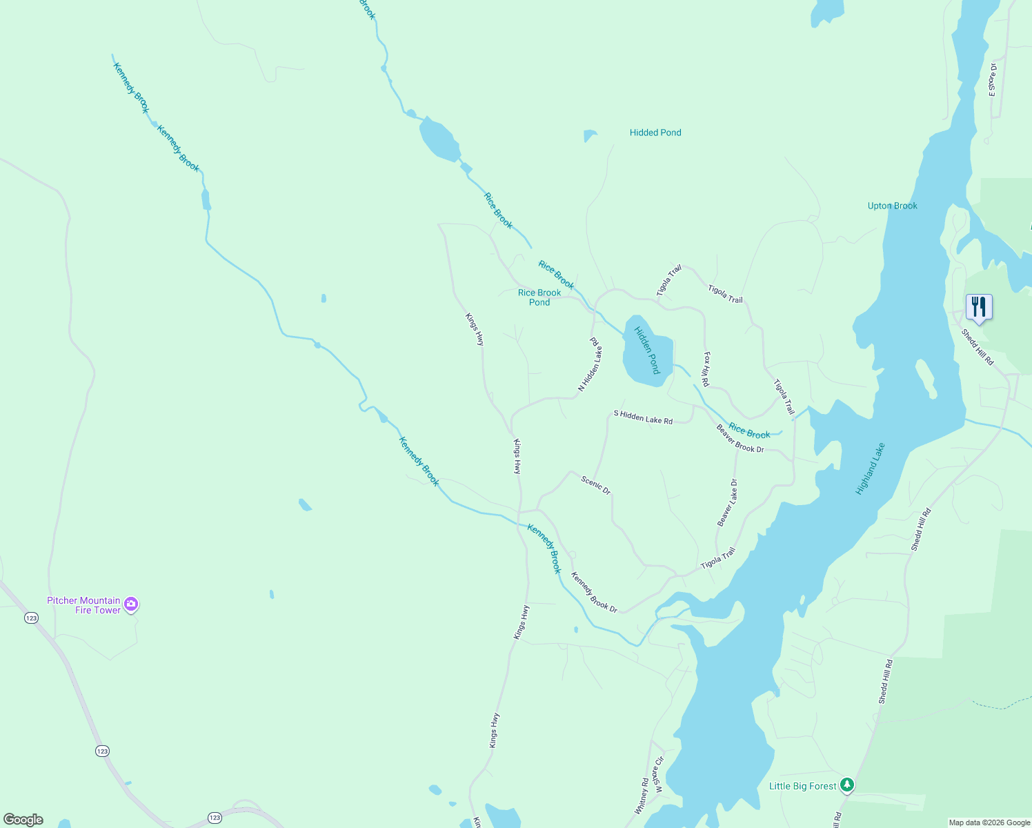 map of restaurants, bars, coffee shops, grocery stores, and more near 914 Kings Highway in Stoddard