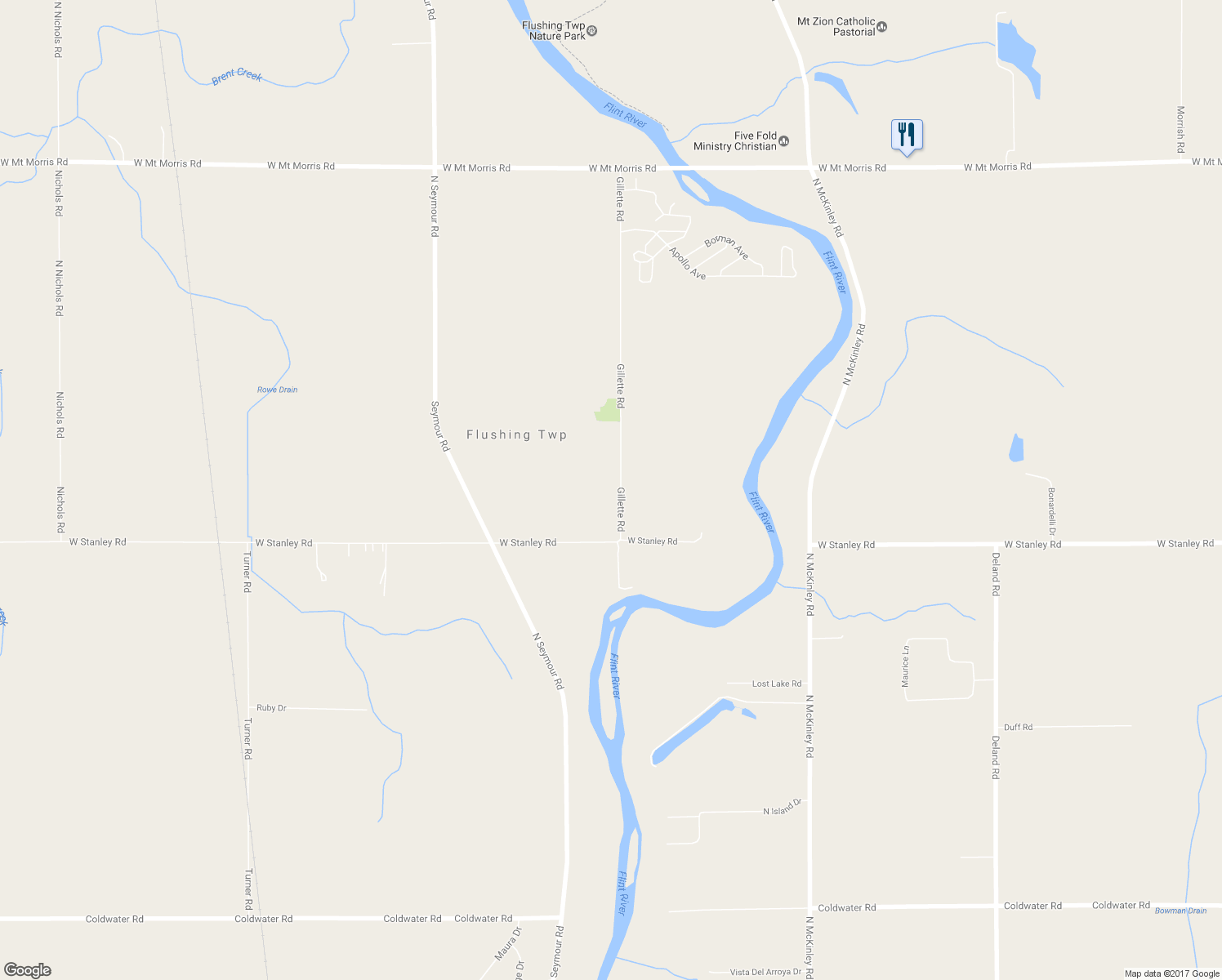 map of restaurants, bars, coffee shops, grocery stores, and more near 7063 Gillette Road in Flushing