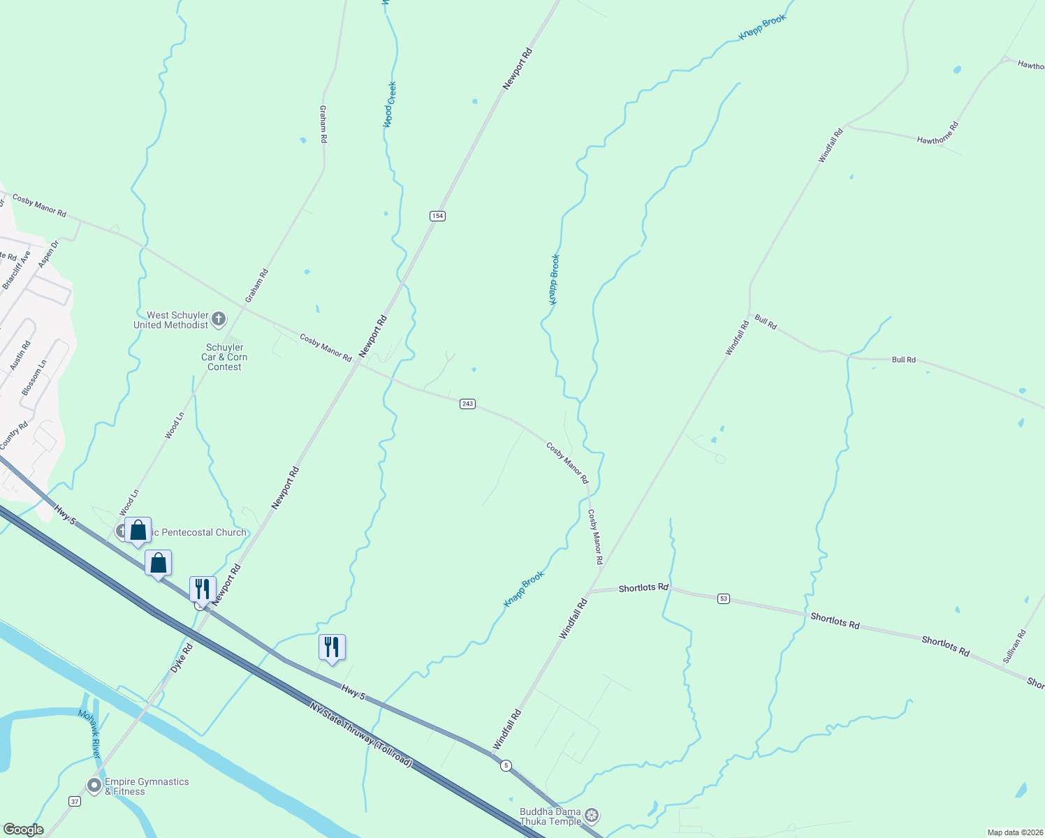 map of restaurants, bars, coffee shops, grocery stores, and more near 11407 Cosby Manor Rd in Utica
