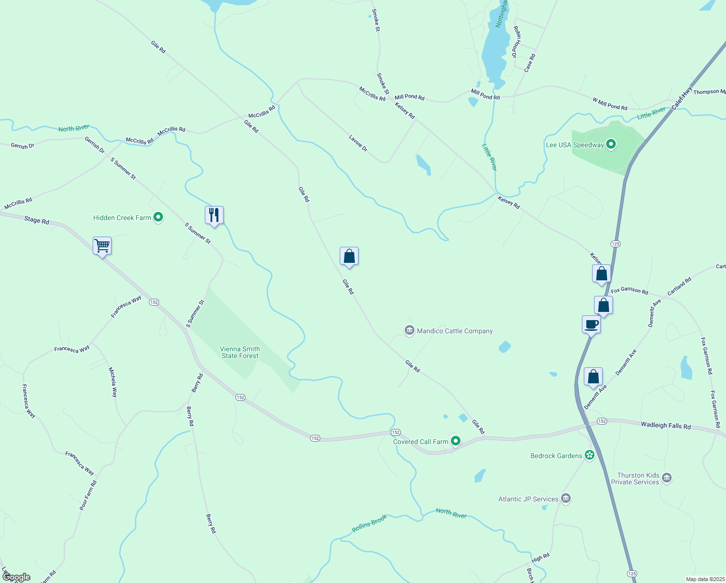 map of restaurants, bars, coffee shops, grocery stores, and more near 156 Gile Road in Nottingham