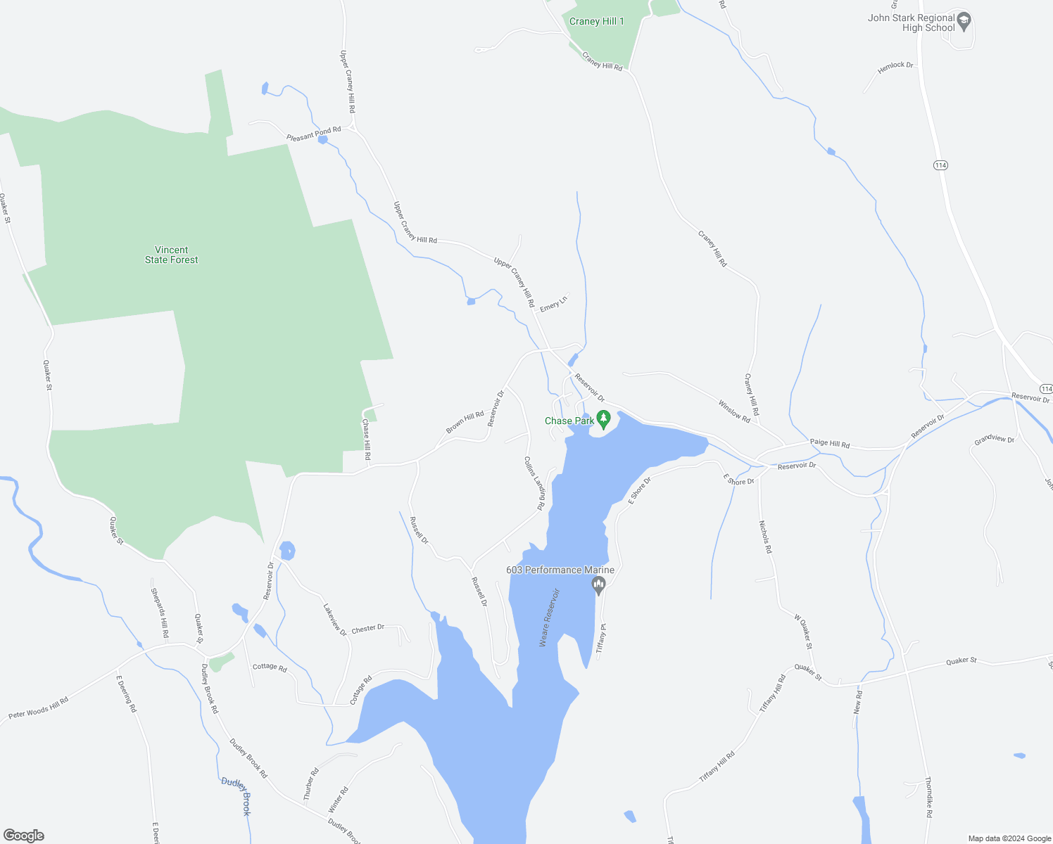 map of restaurants, bars, coffee shops, grocery stores, and more near 62 Collins Landing Road in Weare