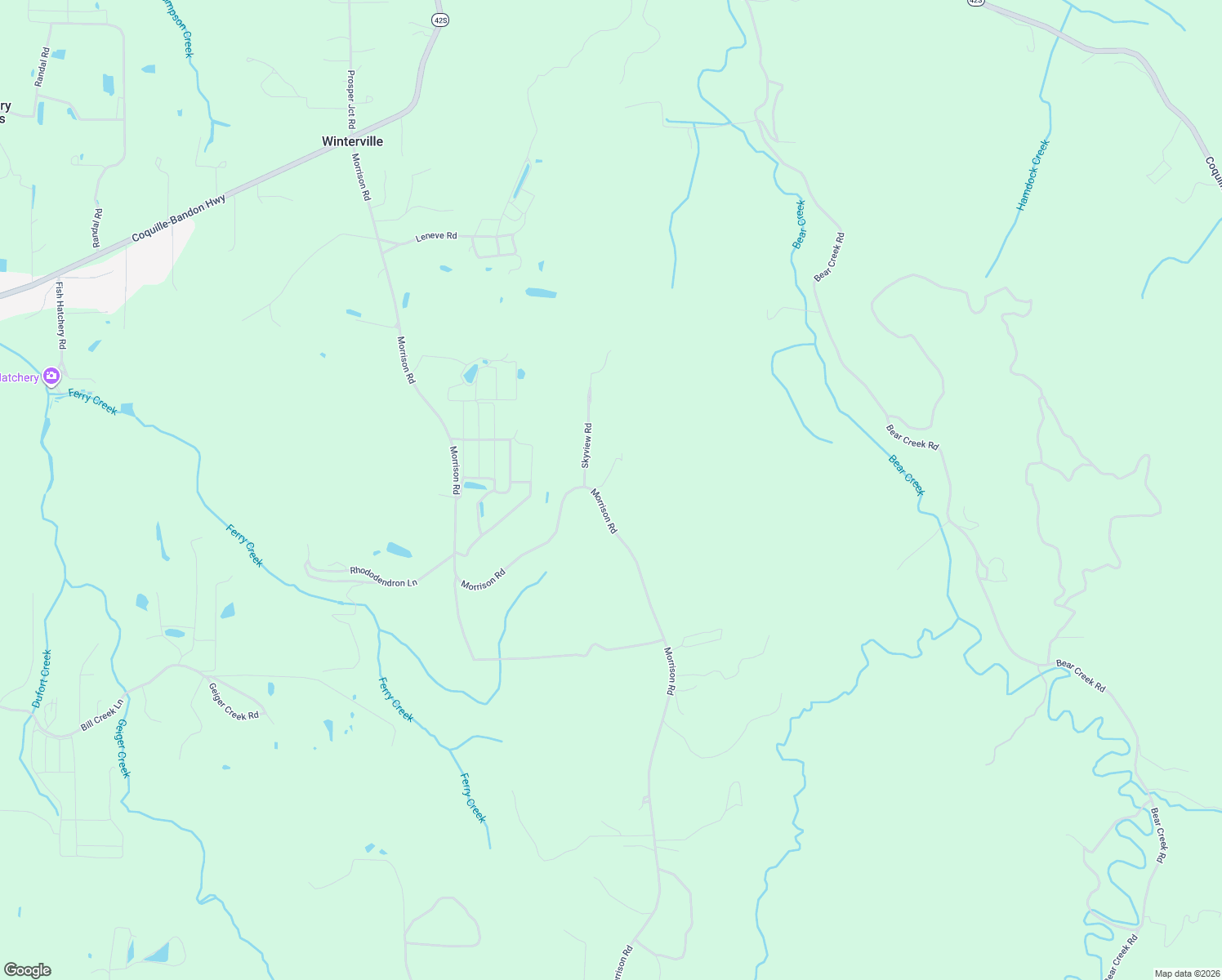 map of restaurants, bars, coffee shops, grocery stores, and more near 54605 Morrison Road in Bandon