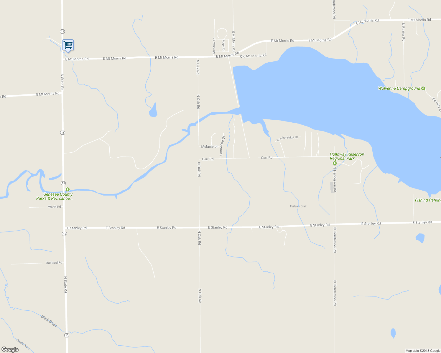 map of restaurants, bars, coffee shops, grocery stores, and more near 11078 Carr Road in Davison