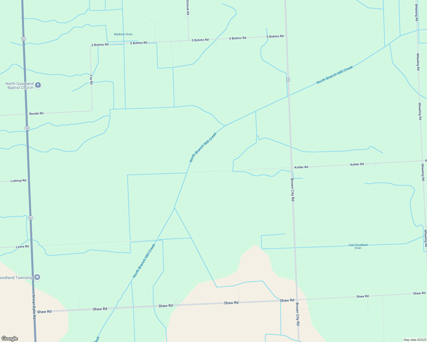 map of restaurants, bars, coffee shops, grocery stores, and more near 7857 Kohler Road in Imlay City