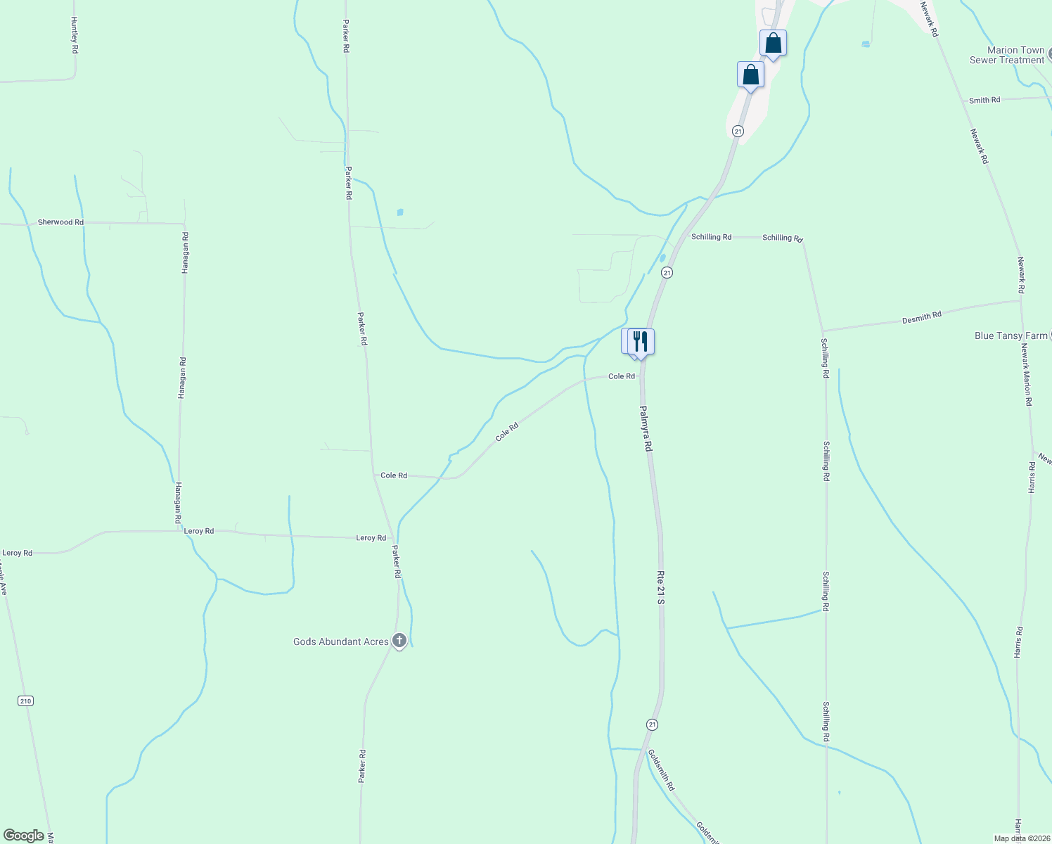 map of restaurants, bars, coffee shops, grocery stores, and more near 3540 Cole Road in Marion