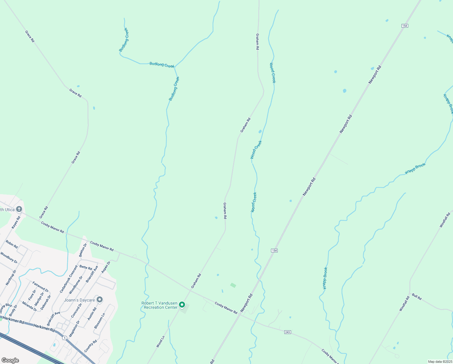 map of restaurants, bars, coffee shops, grocery stores, and more near 5419 Graham Rd in Utica