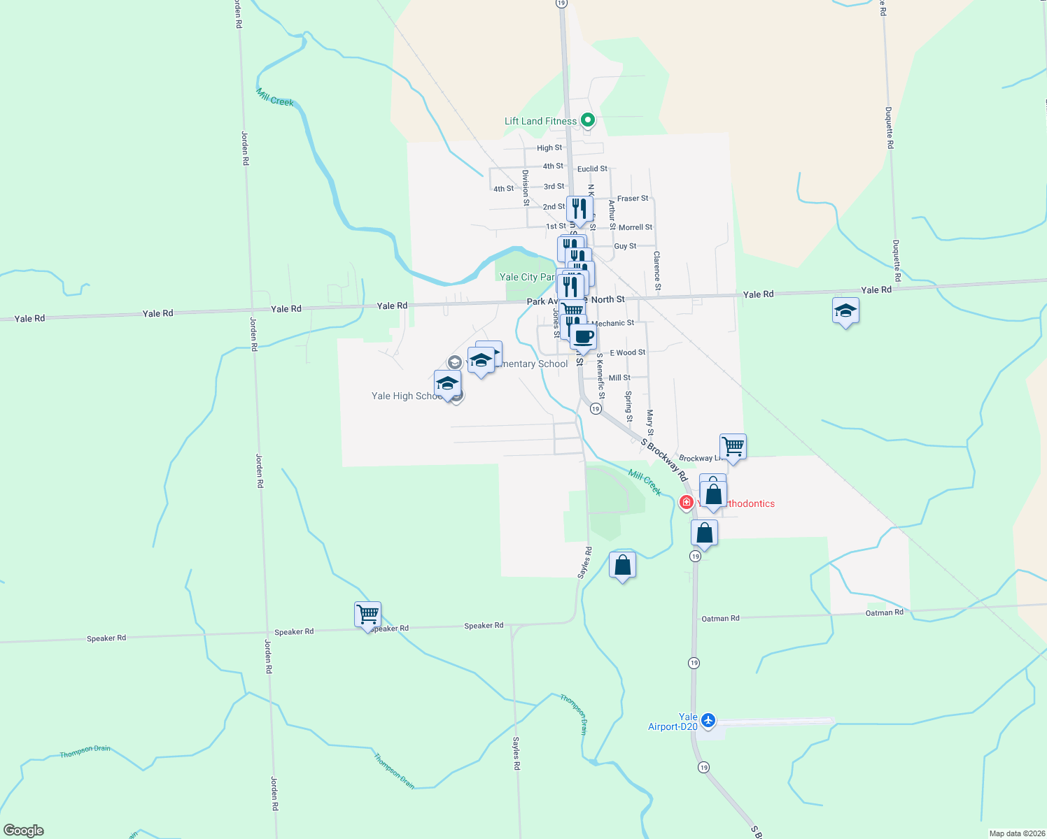 map of restaurants, bars, coffee shops, grocery stores, and more near 118 Mccoll St in Yale