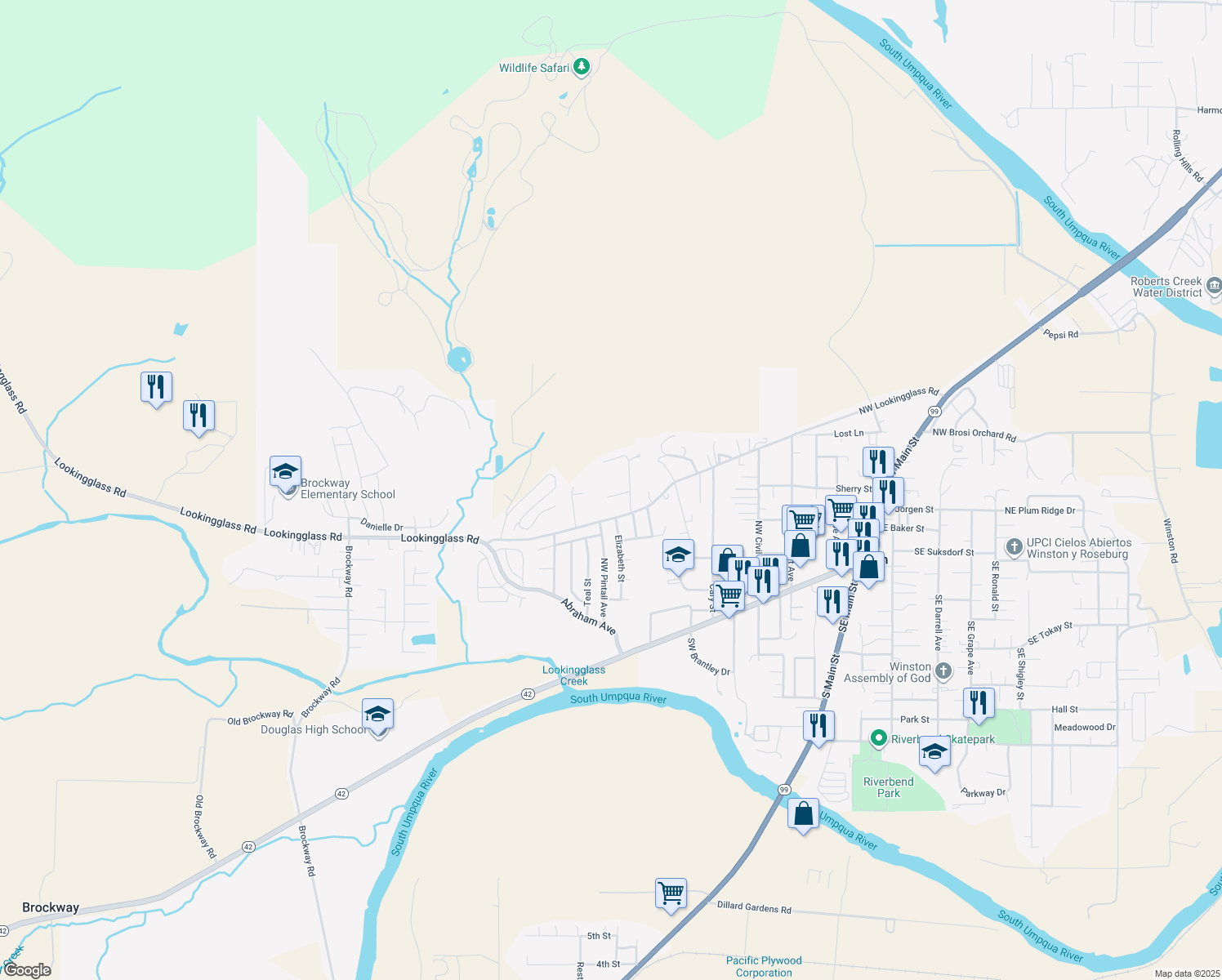 map of restaurants, bars, coffee shops, grocery stores, and more near 145 Mellor Loop in Winston