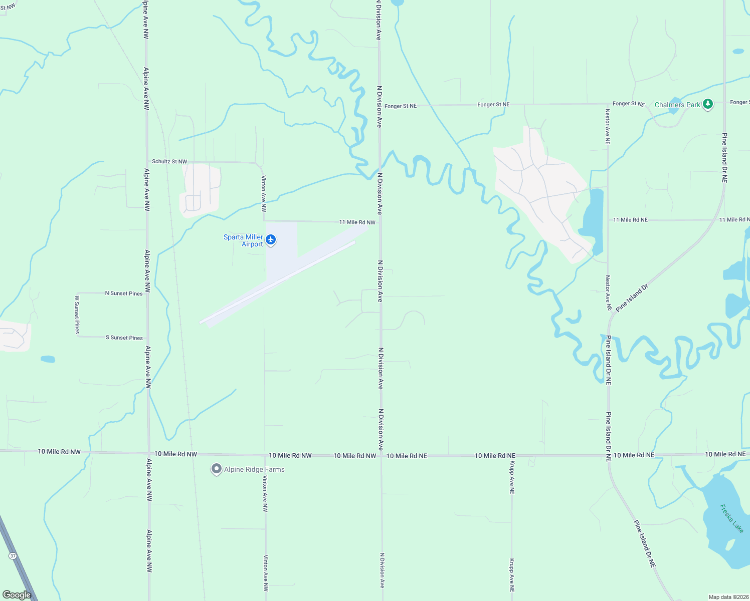 map of restaurants, bars, coffee shops, grocery stores, and more near 8957 North Division Avenue in Sparta