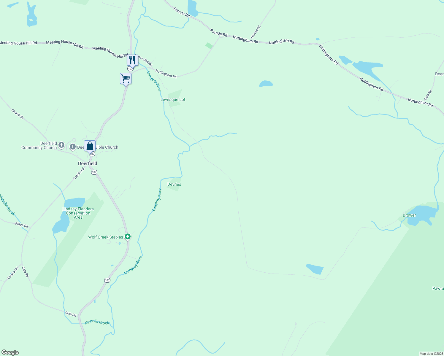 map of restaurants, bars, coffee shops, grocery stores, and more near 52 Mountain Road in Deerfield