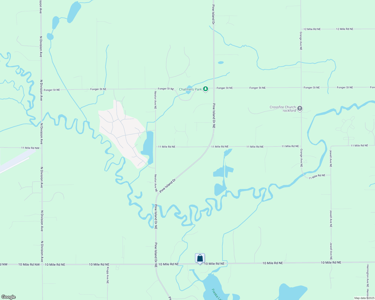 map of restaurants, bars, coffee shops, grocery stores, and more near 1000 11 Mile Rd NE in Comstock Park