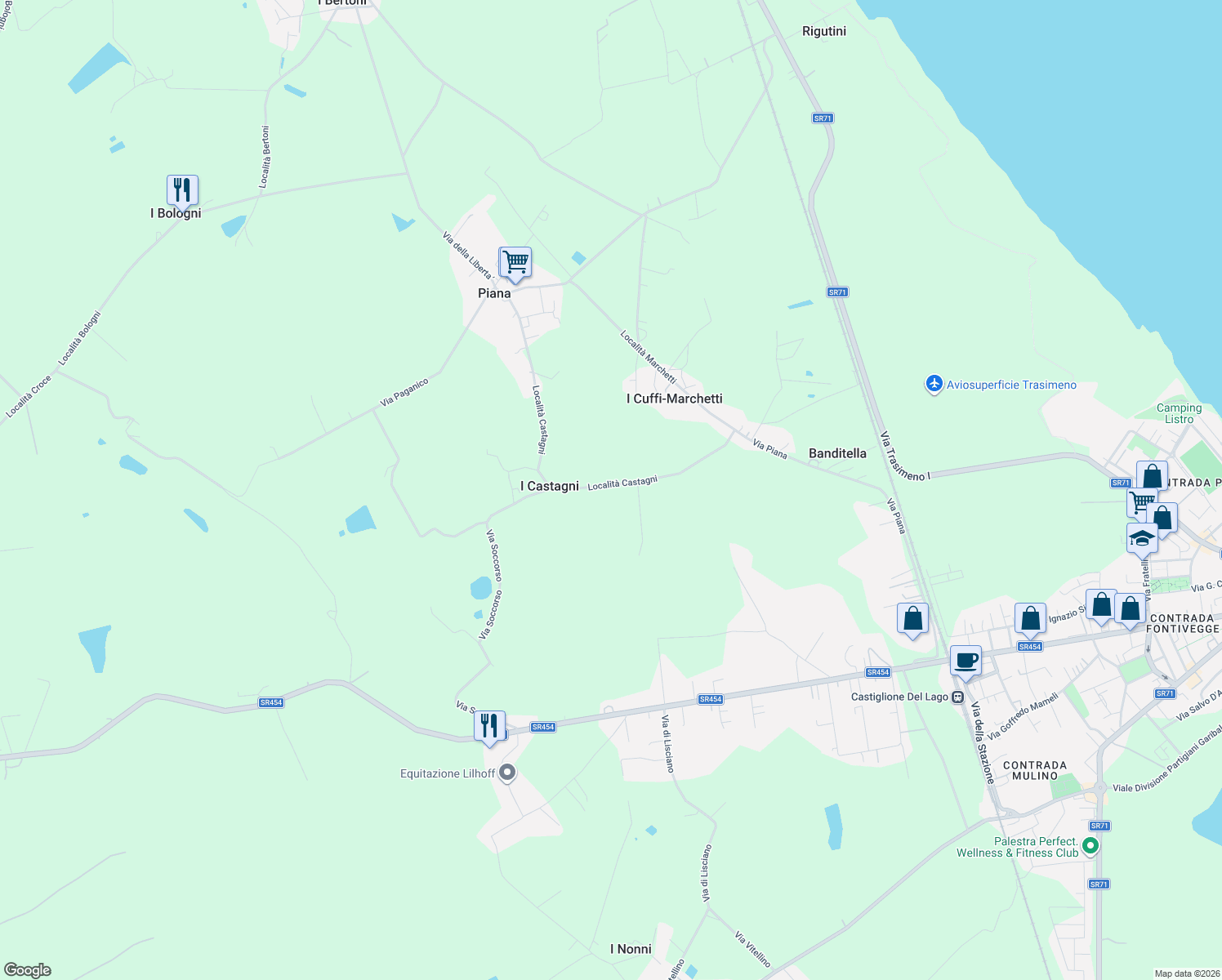 map of restaurants, bars, coffee shops, grocery stores, and more near 2 Località Castagni in Provincia di Perugia