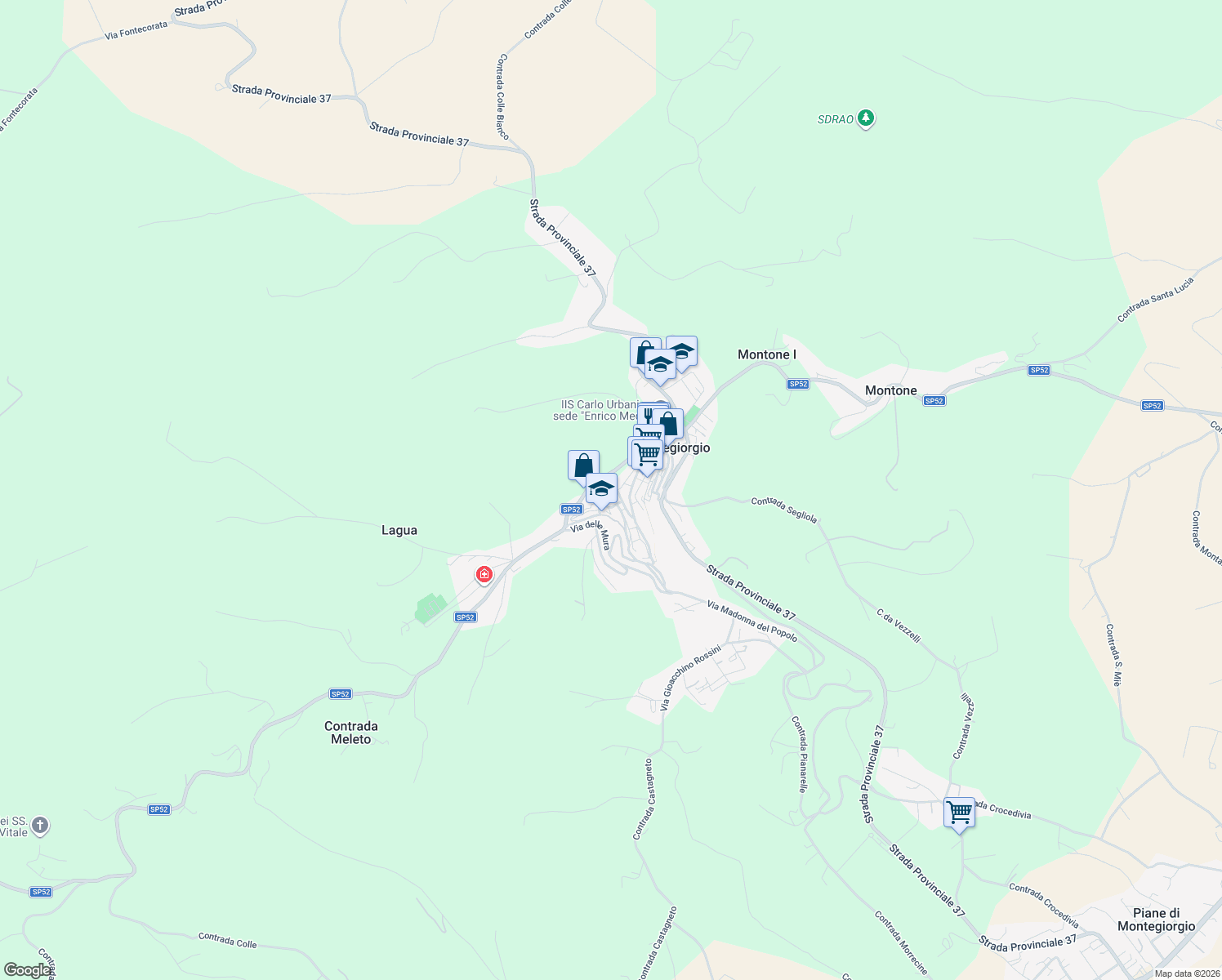 map of restaurants, bars, coffee shops, grocery stores, and more near 43 Via Cestoni in Montegiorgio