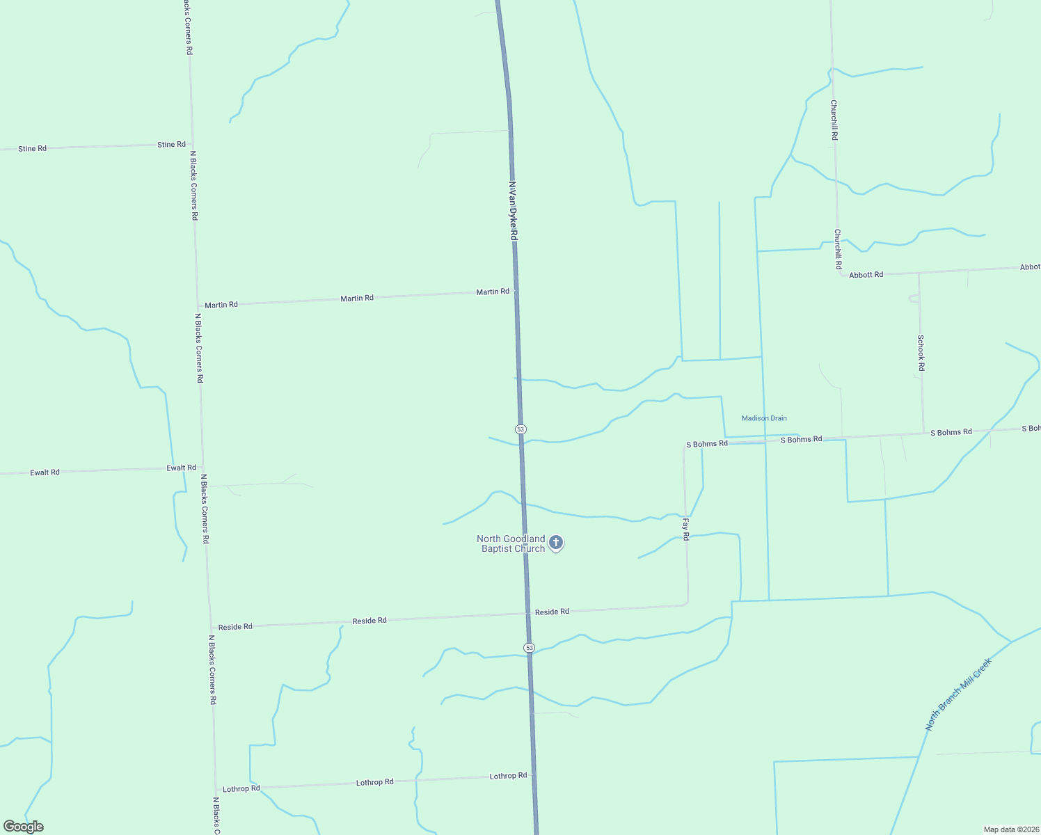 map of restaurants, bars, coffee shops, grocery stores, and more near 3302 North Van Dyke Road in Imlay City