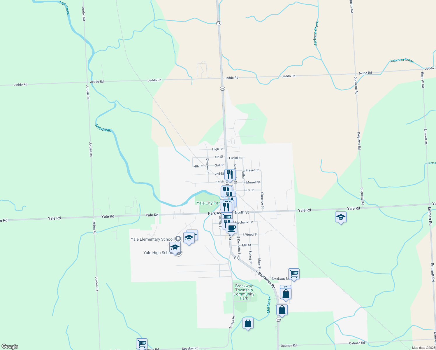 map of restaurants, bars, coffee shops, grocery stores, and more near 6 2nd Street in Yale