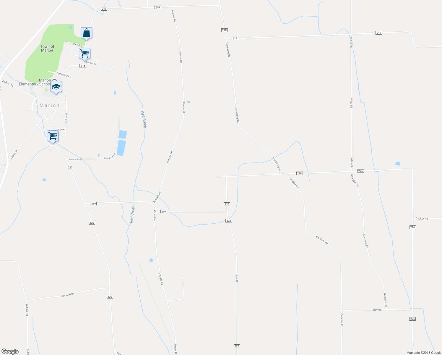 map of restaurants, bars, coffee shops, grocery stores, and more near 4611 Smith Road in Marion