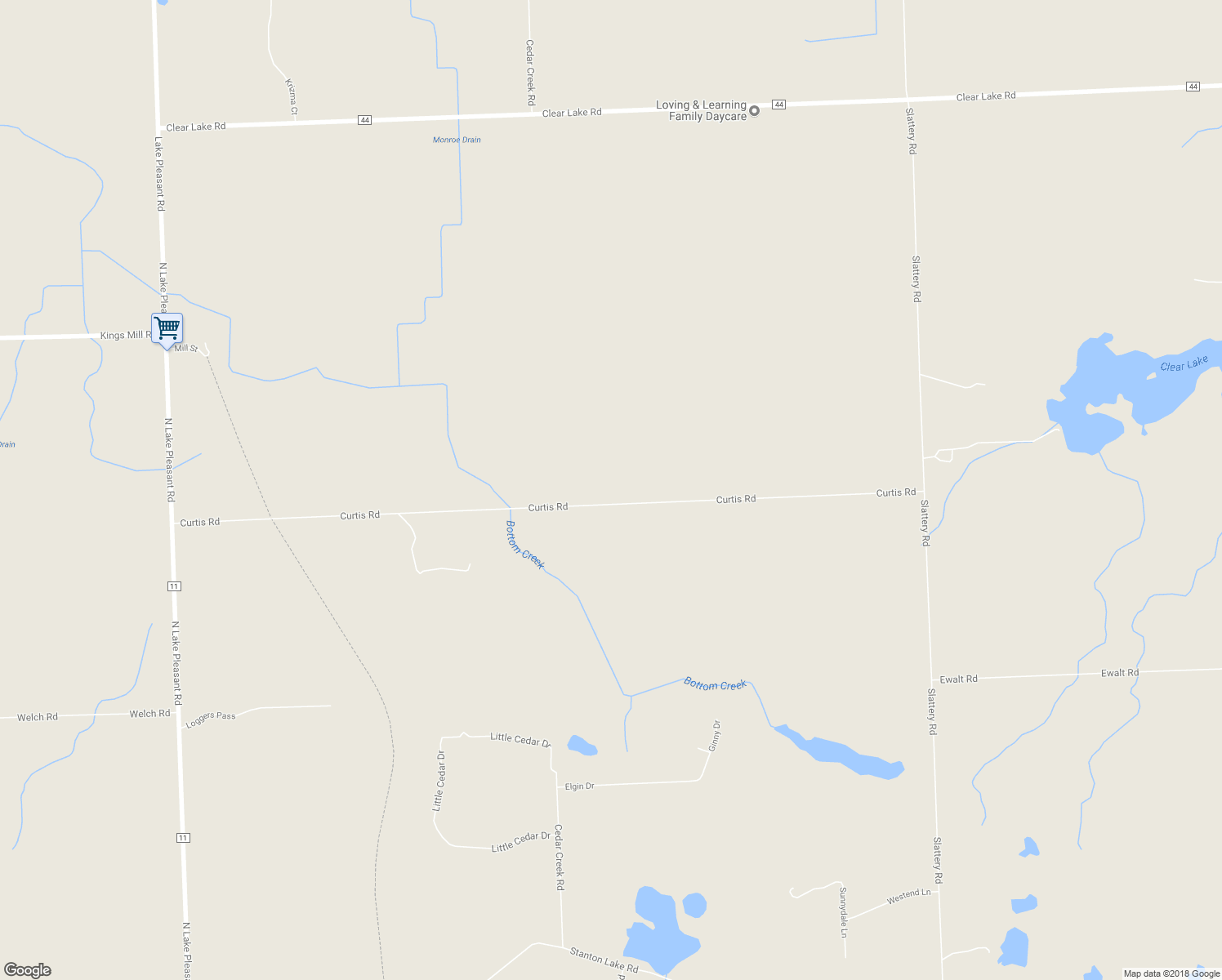 map of restaurants, bars, coffee shops, grocery stores, and more near 5085 Curtis Road in Attica