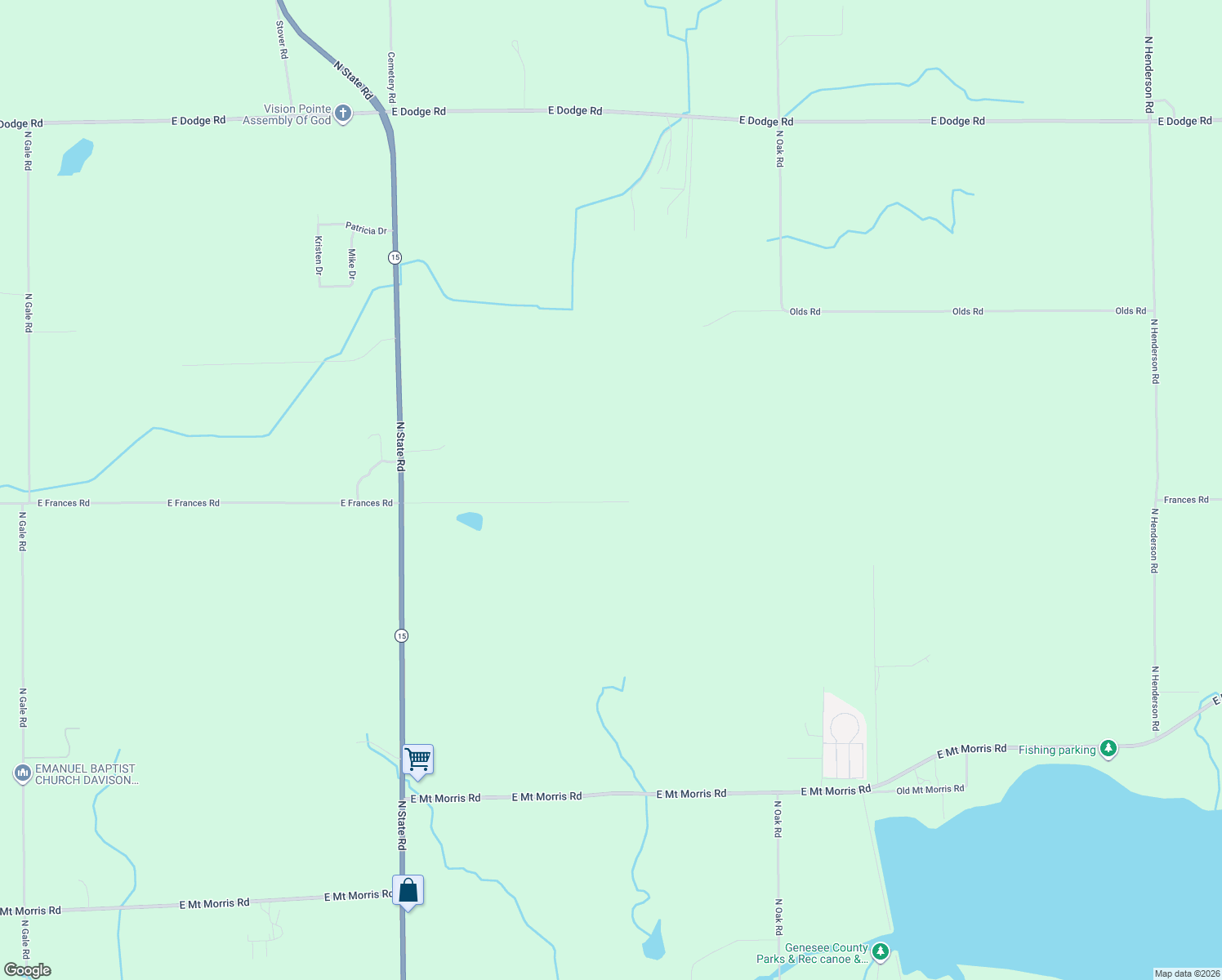 map of restaurants, bars, coffee shops, grocery stores, and more near 10287 East Frances Road in Otisville