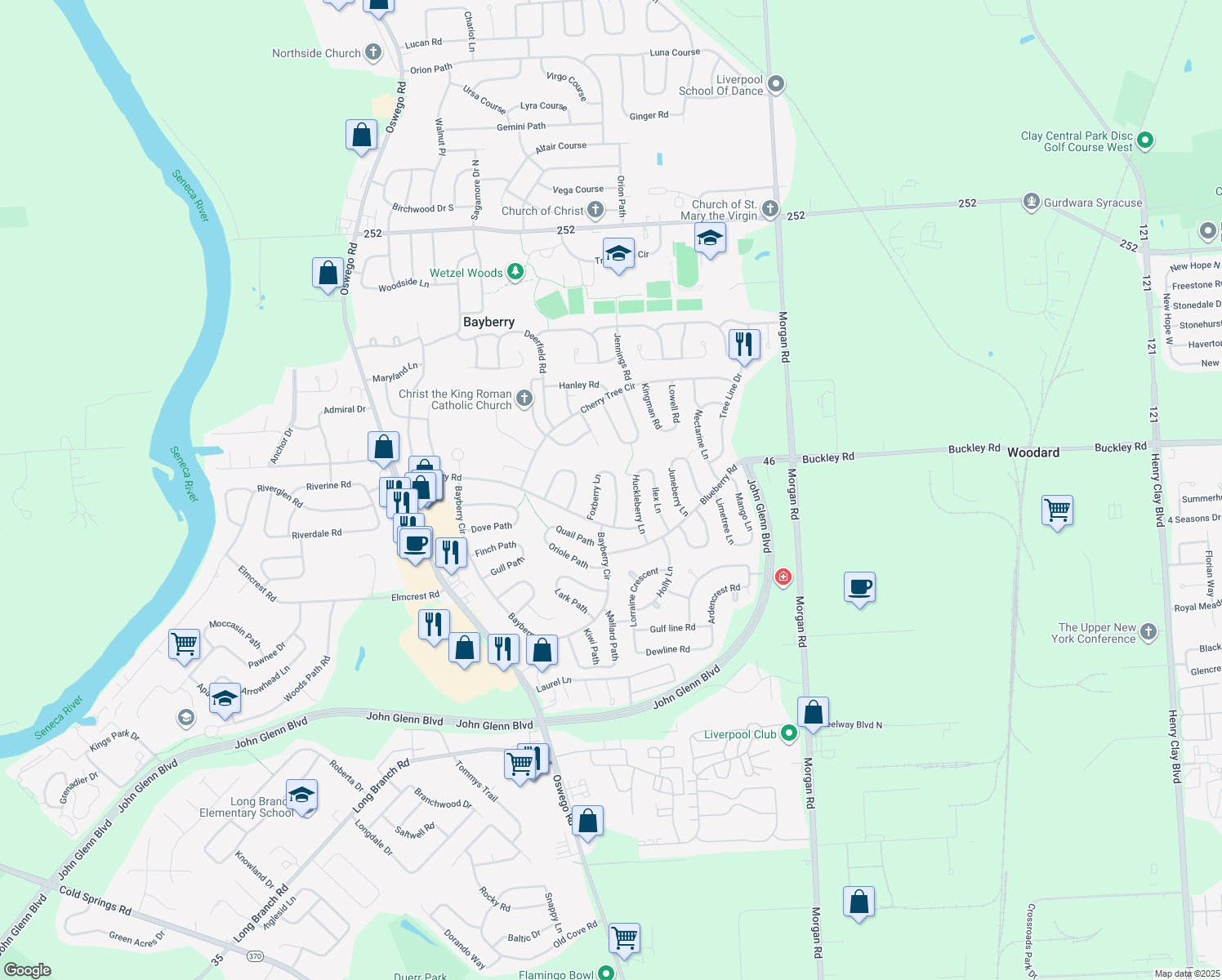 map of restaurants, bars, coffee shops, grocery stores, and more near 11 Gooseberry Lane in Liverpool