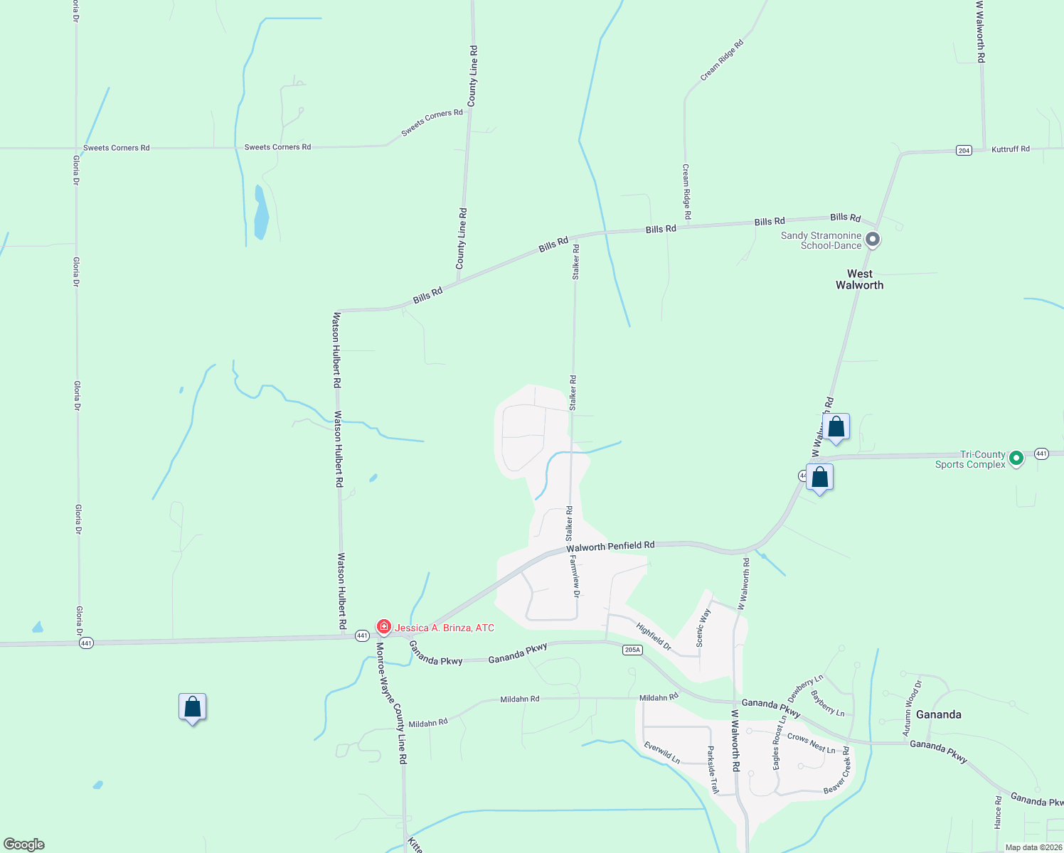 map of restaurants, bars, coffee shops, grocery stores, and more near 273 Ponds Way in Macedon