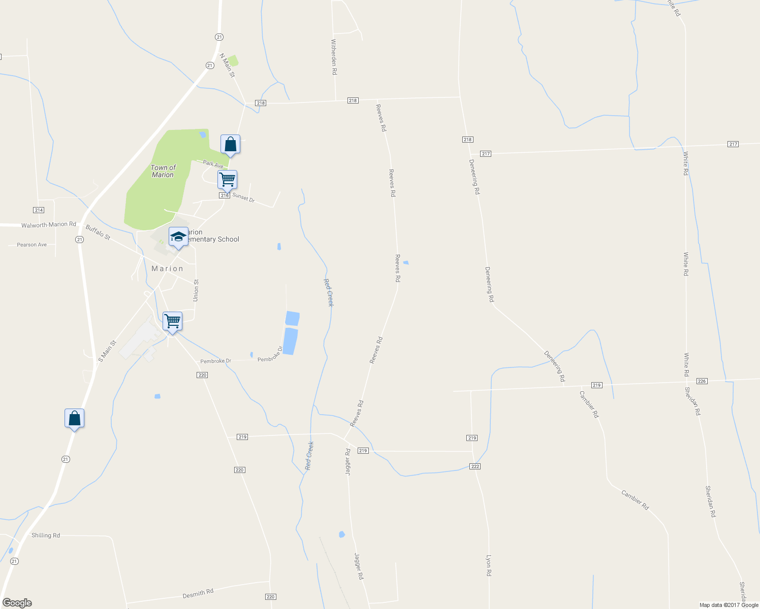 map of restaurants, bars, coffee shops, grocery stores, and more near 3769 Reeves Road in Marion