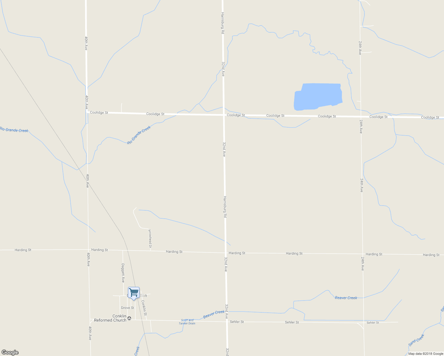 map of restaurants, bars, coffee shops, grocery stores, and more near 20439 32nd Avenue in Conklin