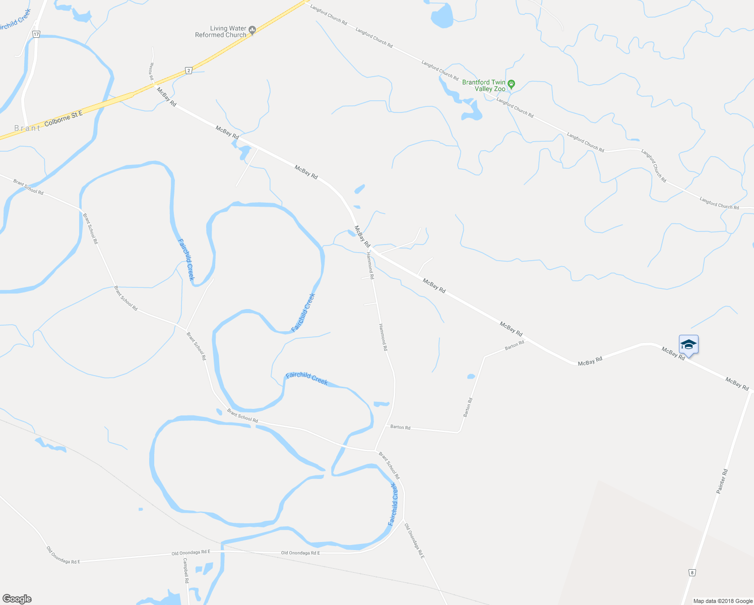 map of restaurants, bars, coffee shops, grocery stores, and more near 68 Hammond Road in Brantford