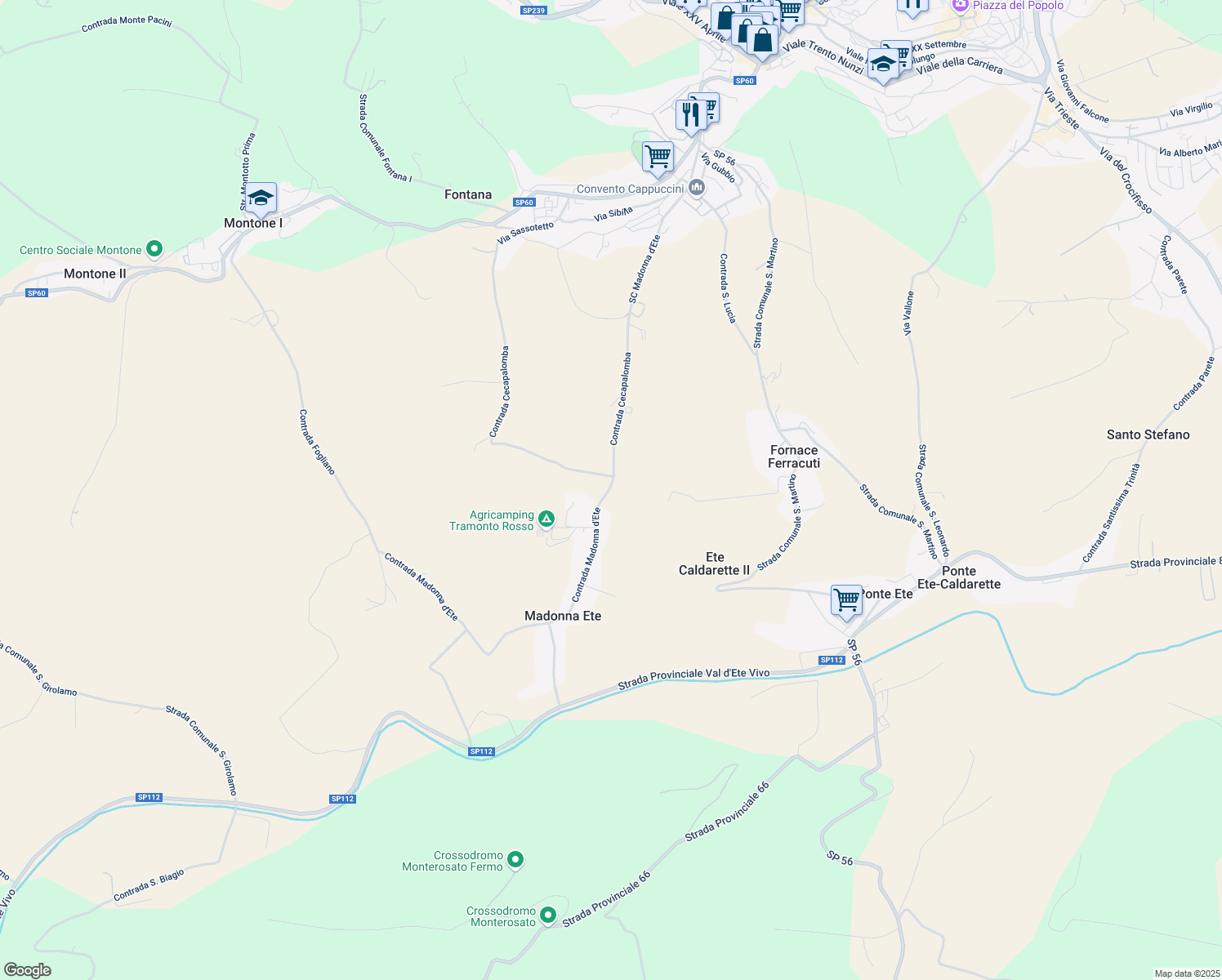 map of restaurants, bars, coffee shops, grocery stores, and more near 10B Contrada Cecapalomba in Provincia di Fermo