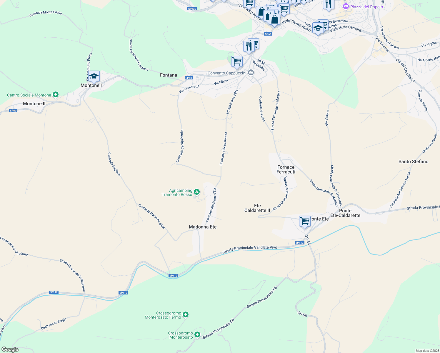 map of restaurants, bars, coffee shops, grocery stores, and more near 10B Contrada Cecapalomba in Provincia di Fermo