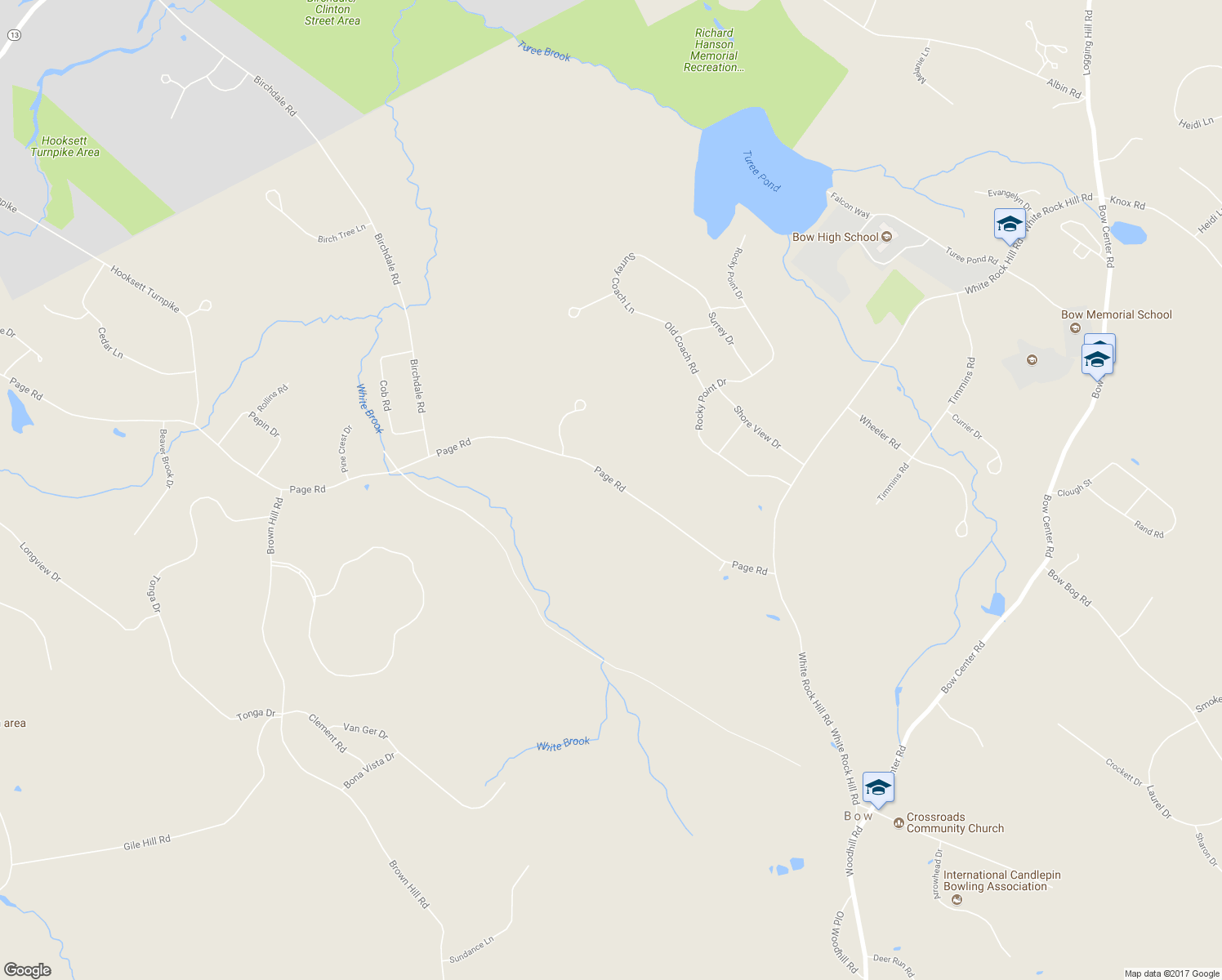 map of restaurants, bars, coffee shops, grocery stores, and more near 33 Page Road in Bow