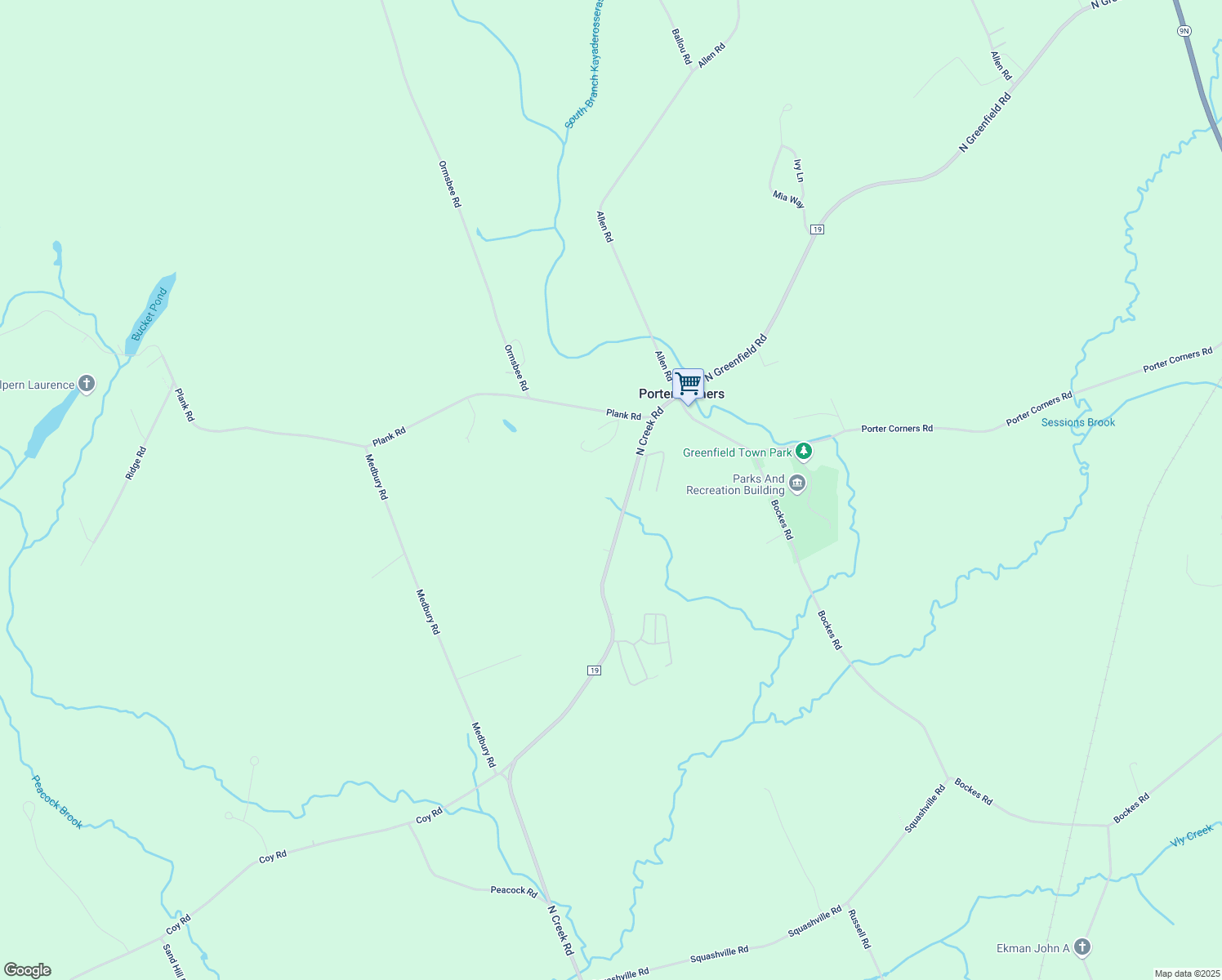 map of restaurants, bars, coffee shops, grocery stores, and more near 1178 North Creek Road in Porter Corners