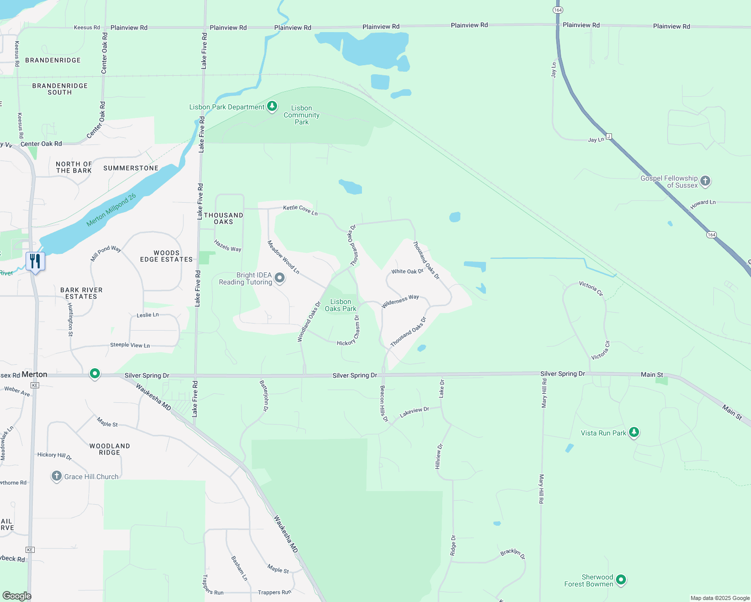 map of restaurants, bars, coffee shops, grocery stores, and more near 730 Hickory Chasm Drive in Sussex