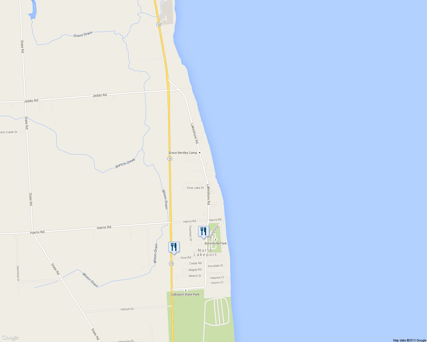 map of restaurants, bars, coffee shops, grocery stores, and more near 8178 Lakeshore Road in Fort Gratiot Township