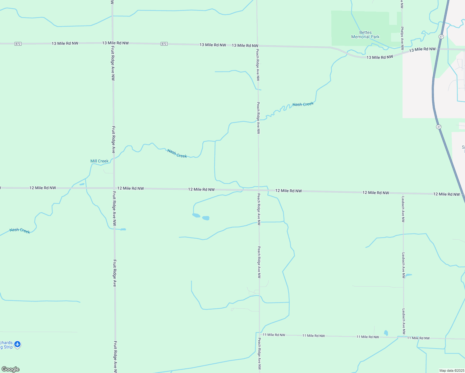 map of restaurants, bars, coffee shops, grocery stores, and more near 3395 12 Mile Road Northwest in Sparta