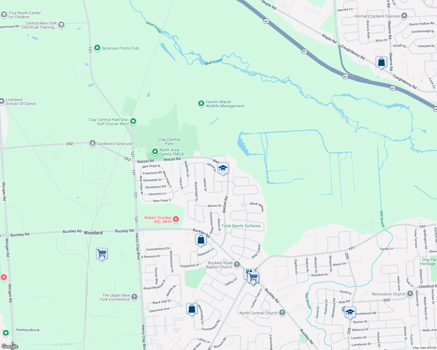 map of restaurants, bars, coffee shops, grocery stores, and more near 4989 Alfred Drive in Liverpool